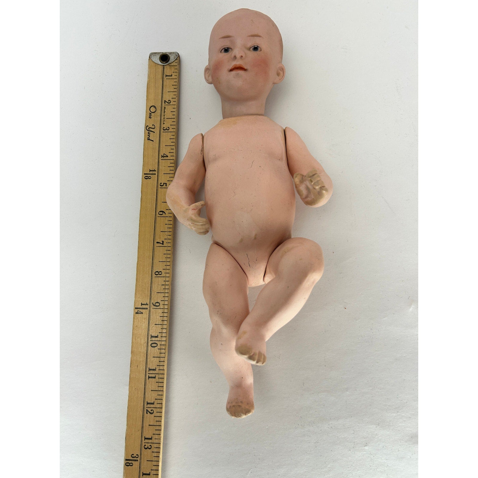 Antique Gebruder Heubach 12" Baby Boy Doll – With Bisque Head & Composition Body