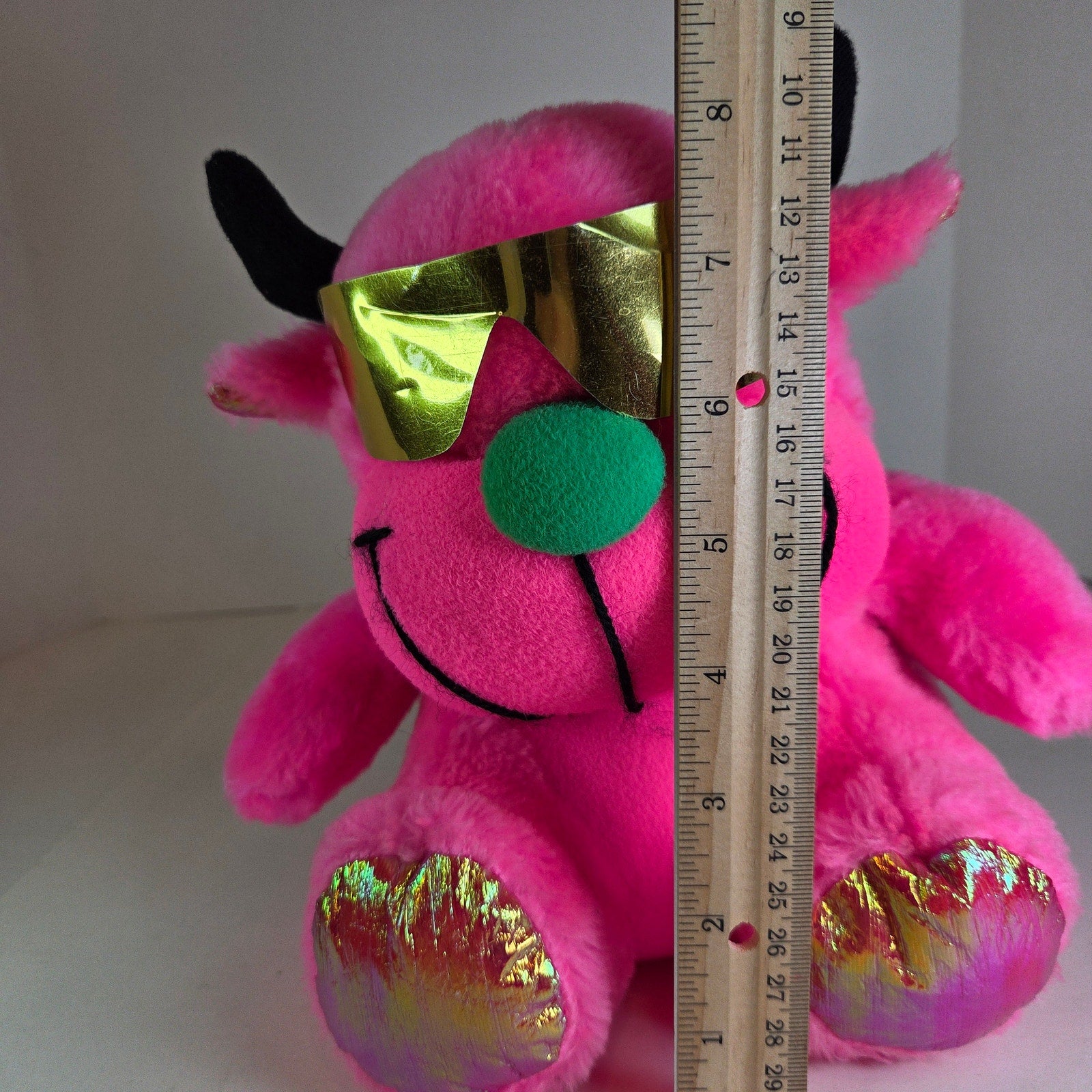 Vintage 1991 ACME Pink Devil Cool Cat Plush w/ Sunglasses 8" Neon