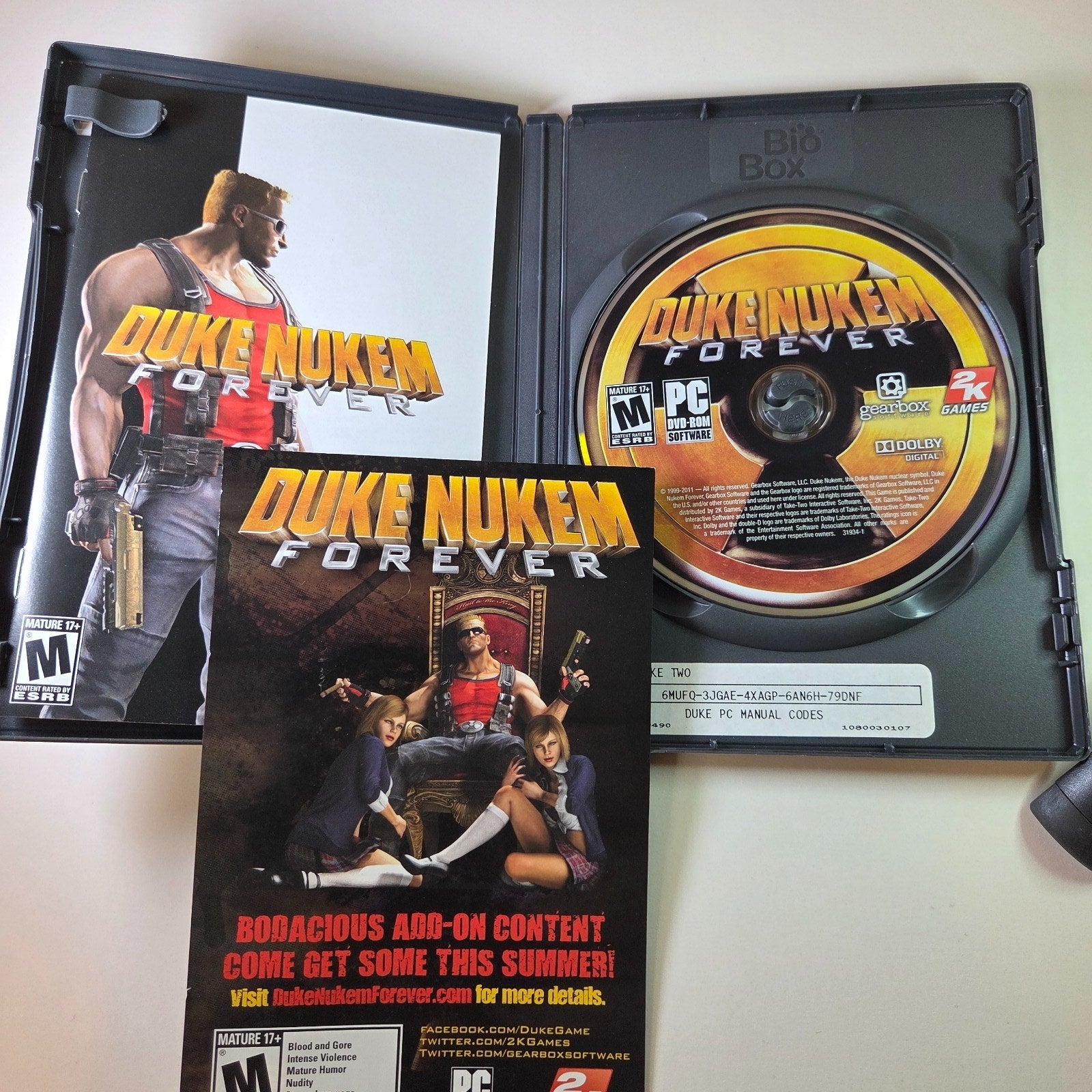 Duke Nukem Forever PC DVD 2011 Gearbox 2K Games Complete with Manual & Code