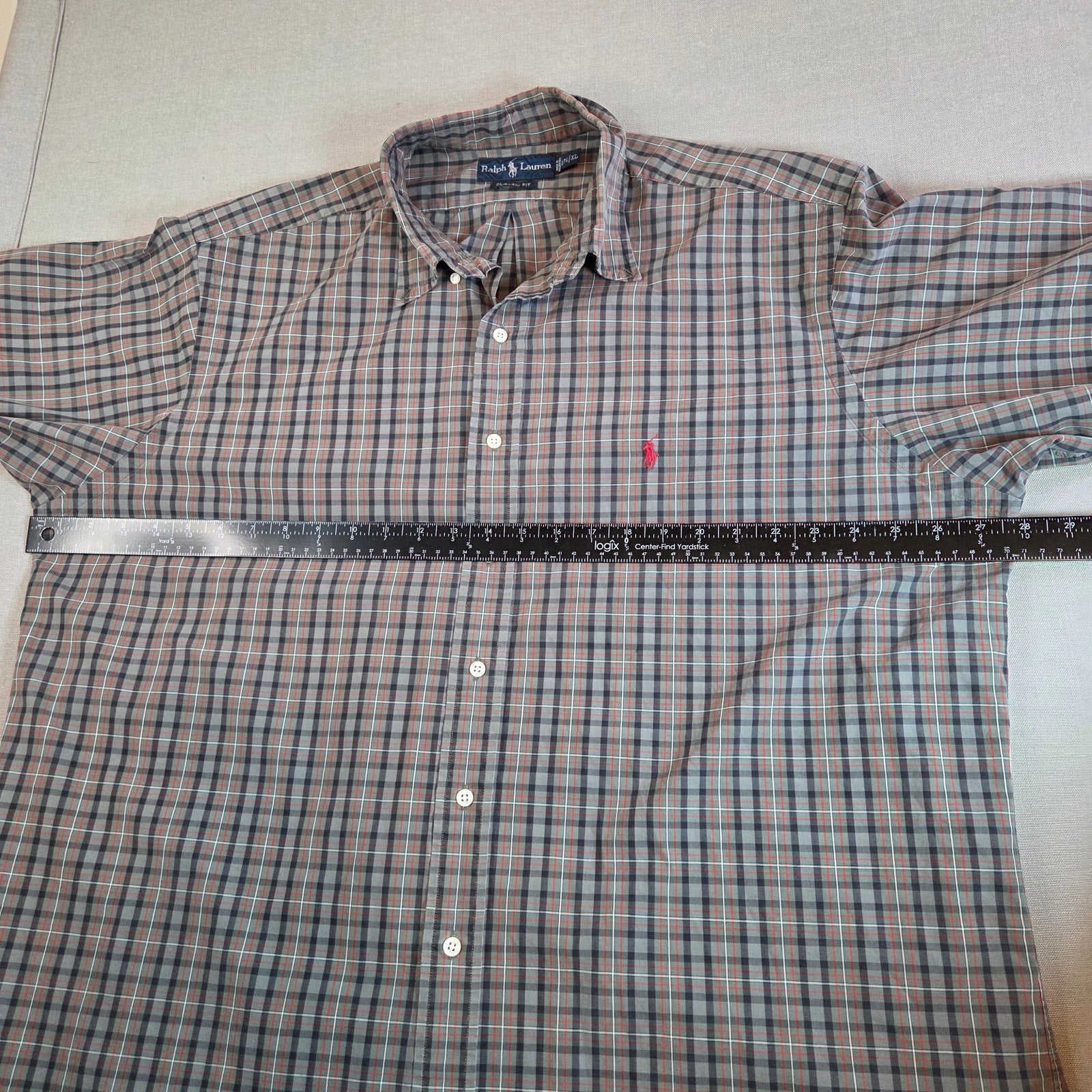 Ralph Lauren Classic Fit Plaid Button Down Shirt XL 17½ Cotton Long Sleeve