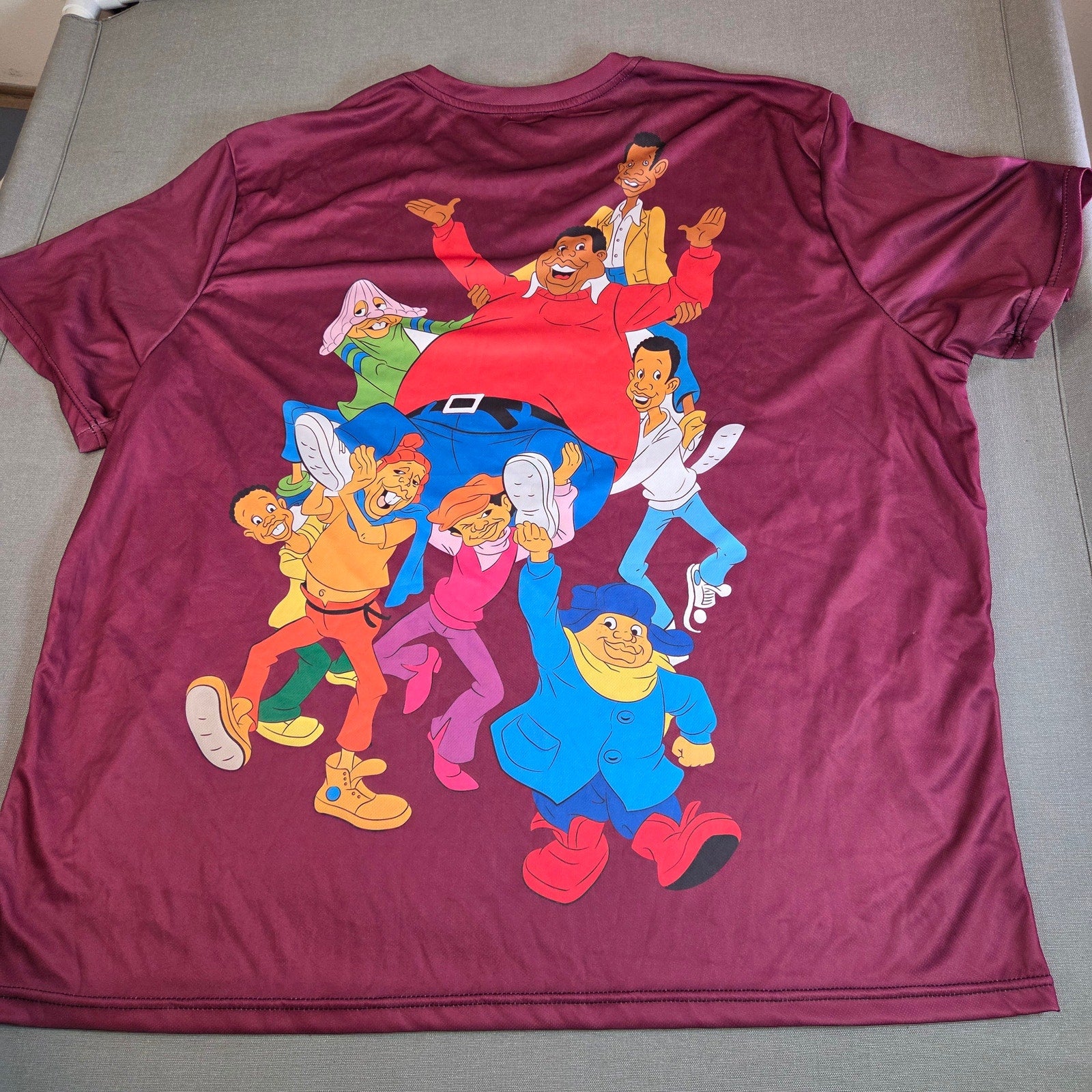 Fat Albert & Friends Fan Made All Over Print Graphic Tee XXL Maroon