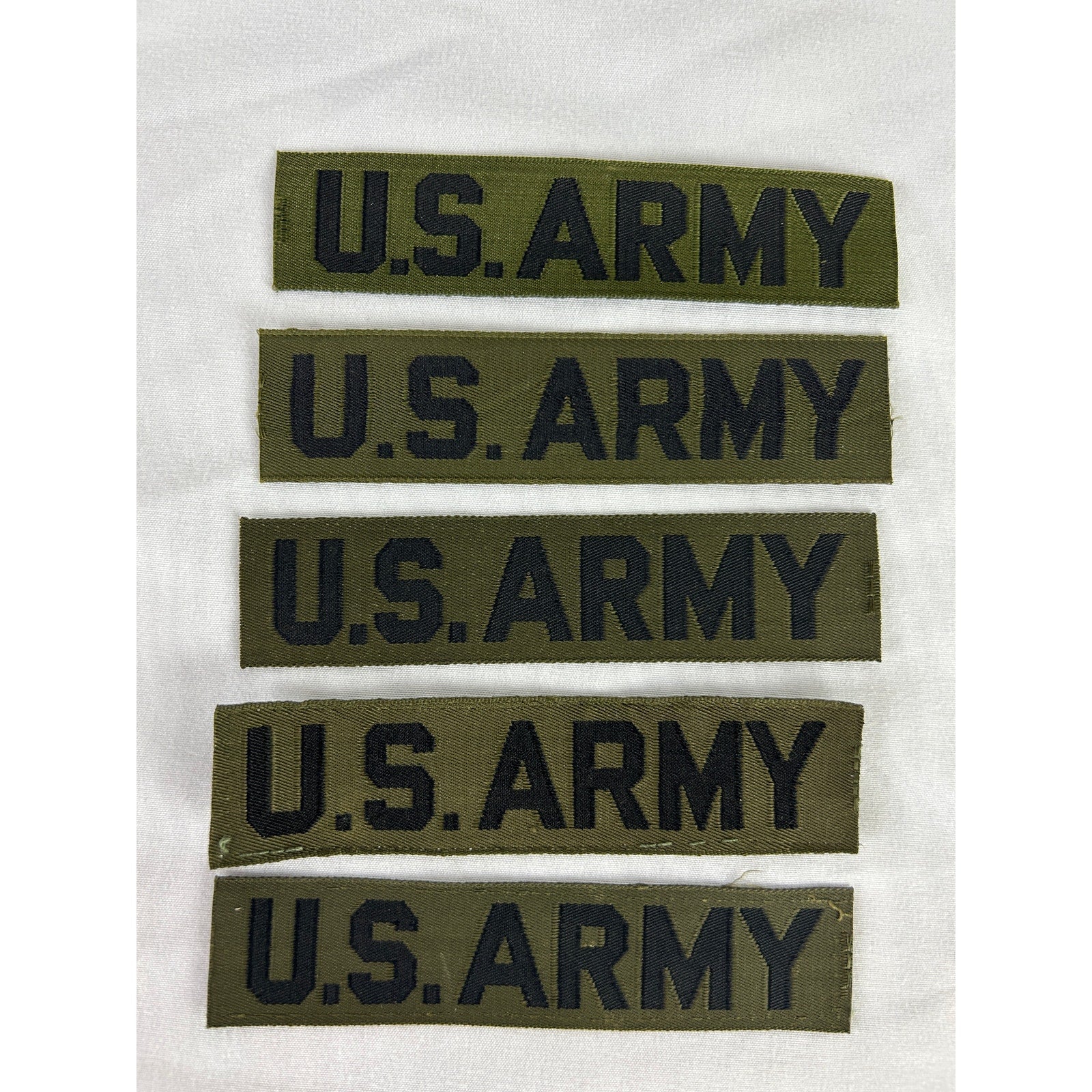U.S. Army Name Tape Lot of Five OD Green Sew On Patches Military Surplus