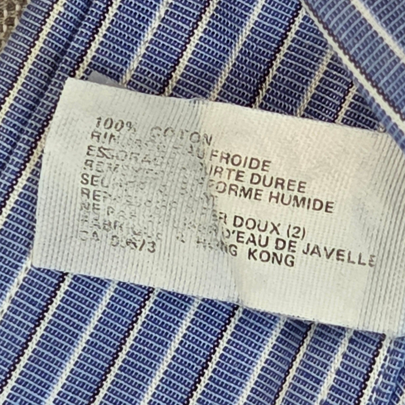 Giorgio Armani Le Collezioni Blue Stripe French Cuff Dress Shirt 17 34/35
