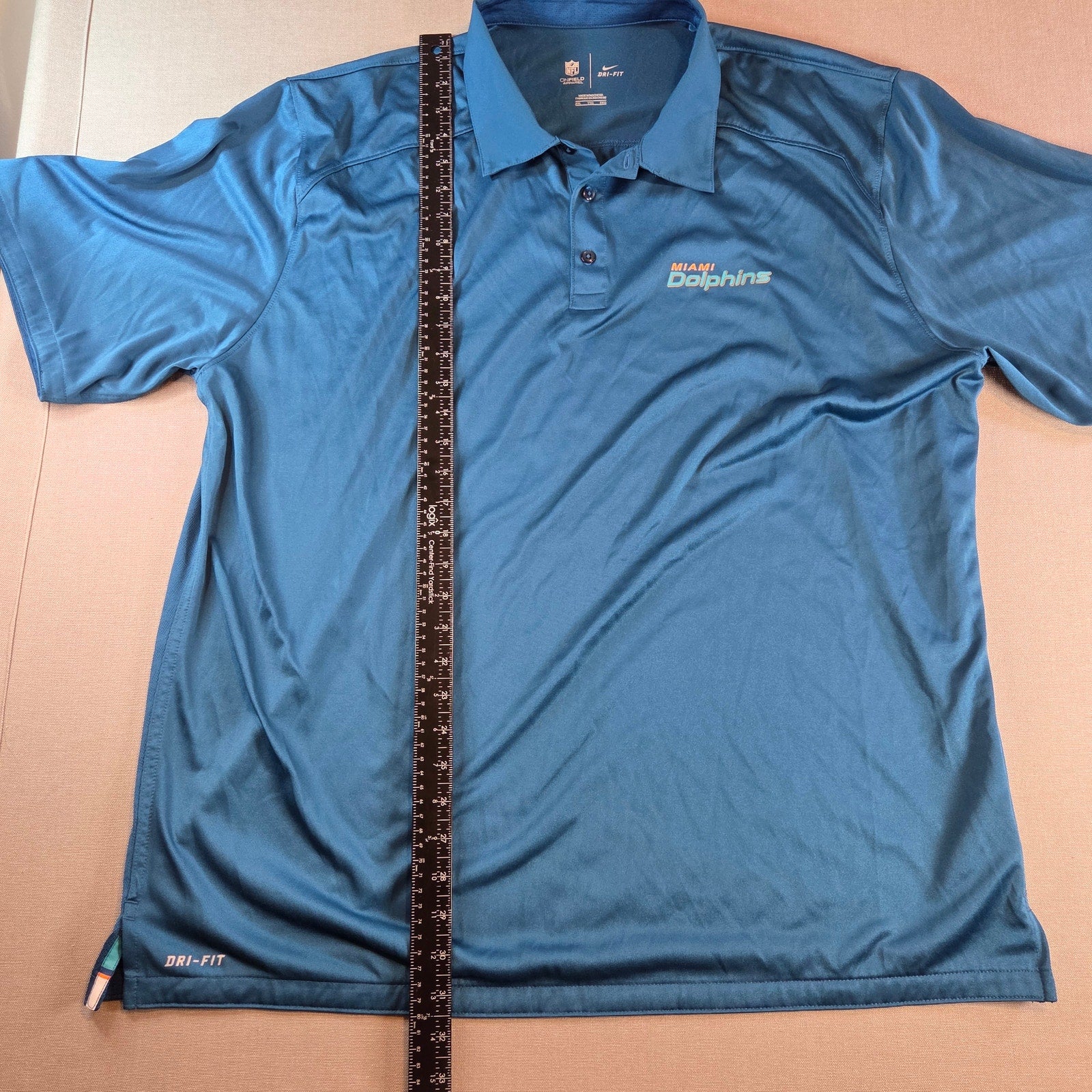 Nike Dri-Fit NFL On Field Miami Dolphins Polo Shirt XXL Aqua Blue