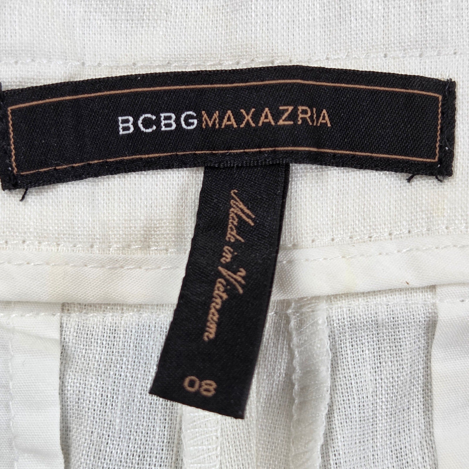 BCBGMAXAZRIA Tahlia Linen Blend Wide Leg Paperbag Pants Size 8
