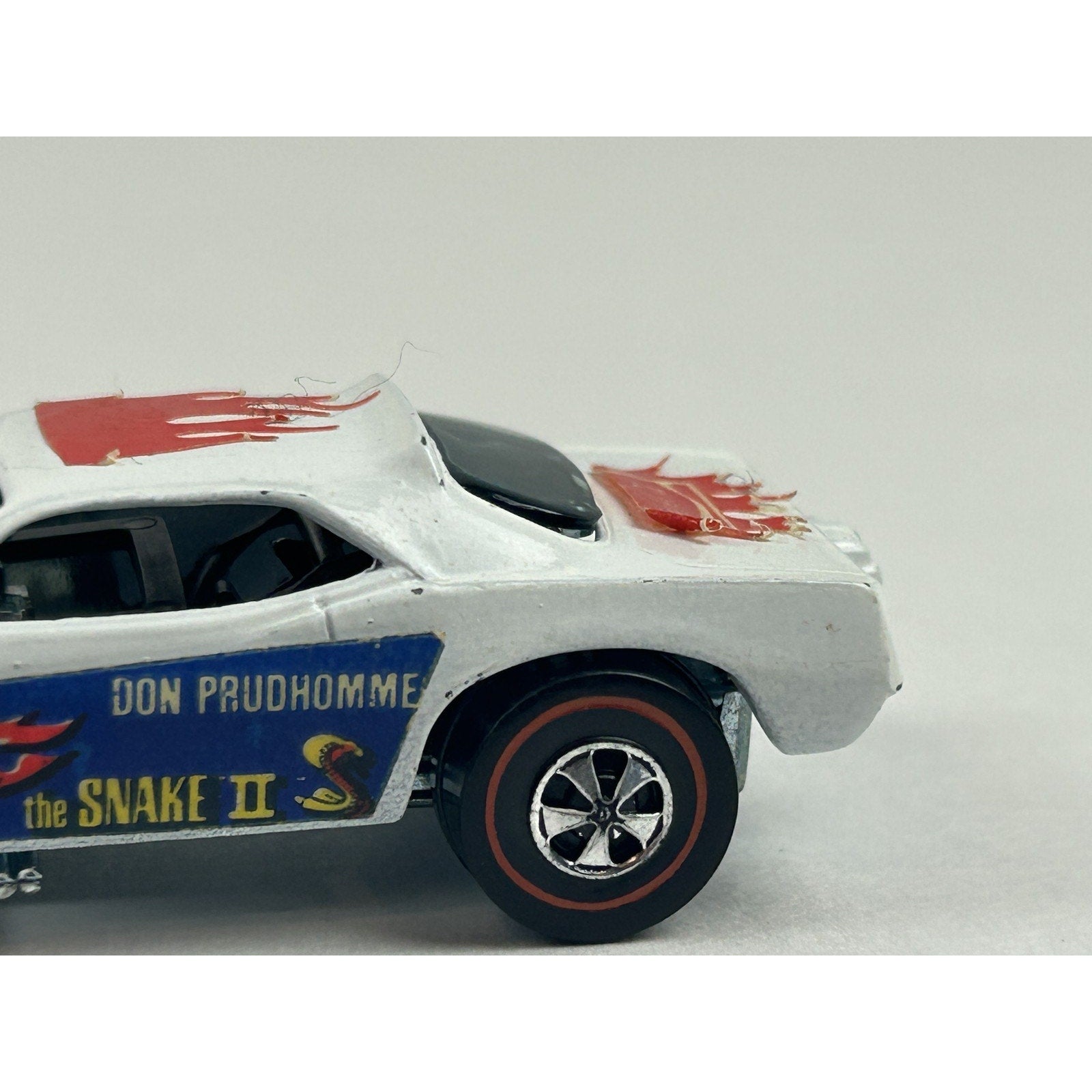 Vintage Hot Wheels Redline Snake II White Redline Car Mattel Button 1969