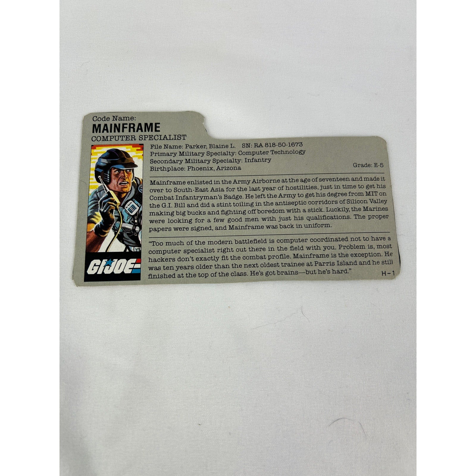 GI Joe Mainframe ARAH Computer Specialist Complete w Accessories and File Card
