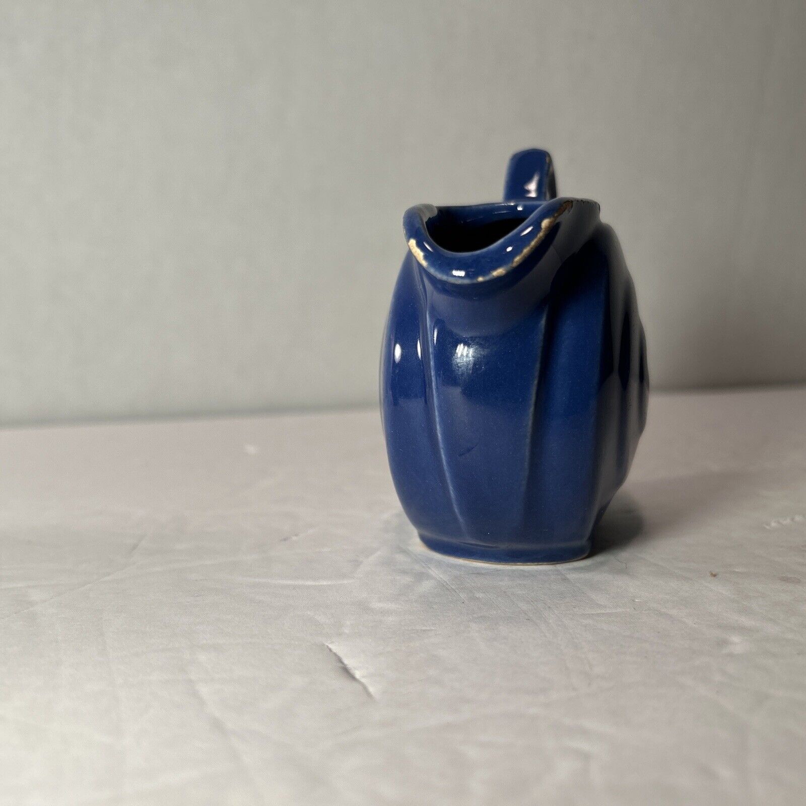 Set of 2 Vintage Cobalt Blue Ceramic Creamer & Sugar Pitchers