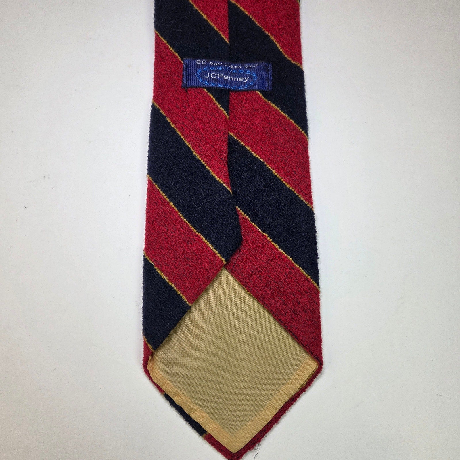 Vintage JC Penney Repp Tie Red Navy Gold Stripe Wide 70s Preppy Look 4” Wide