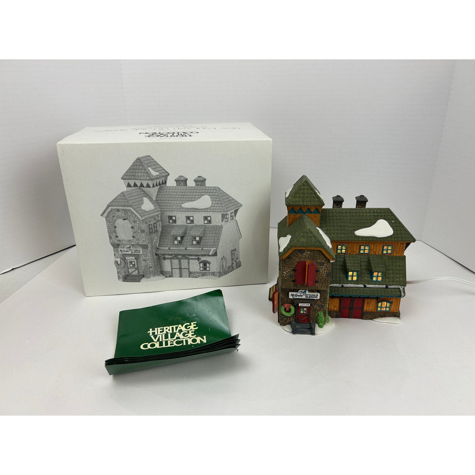 Department 56 New England Village McGrebe Cutters & Sleighs 1991 w Box Lighted