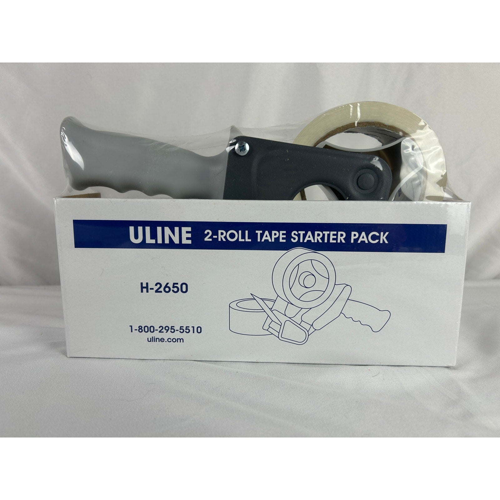 Uline Tape Dispenser With 2 Rolls Clear Packing Tape H2650