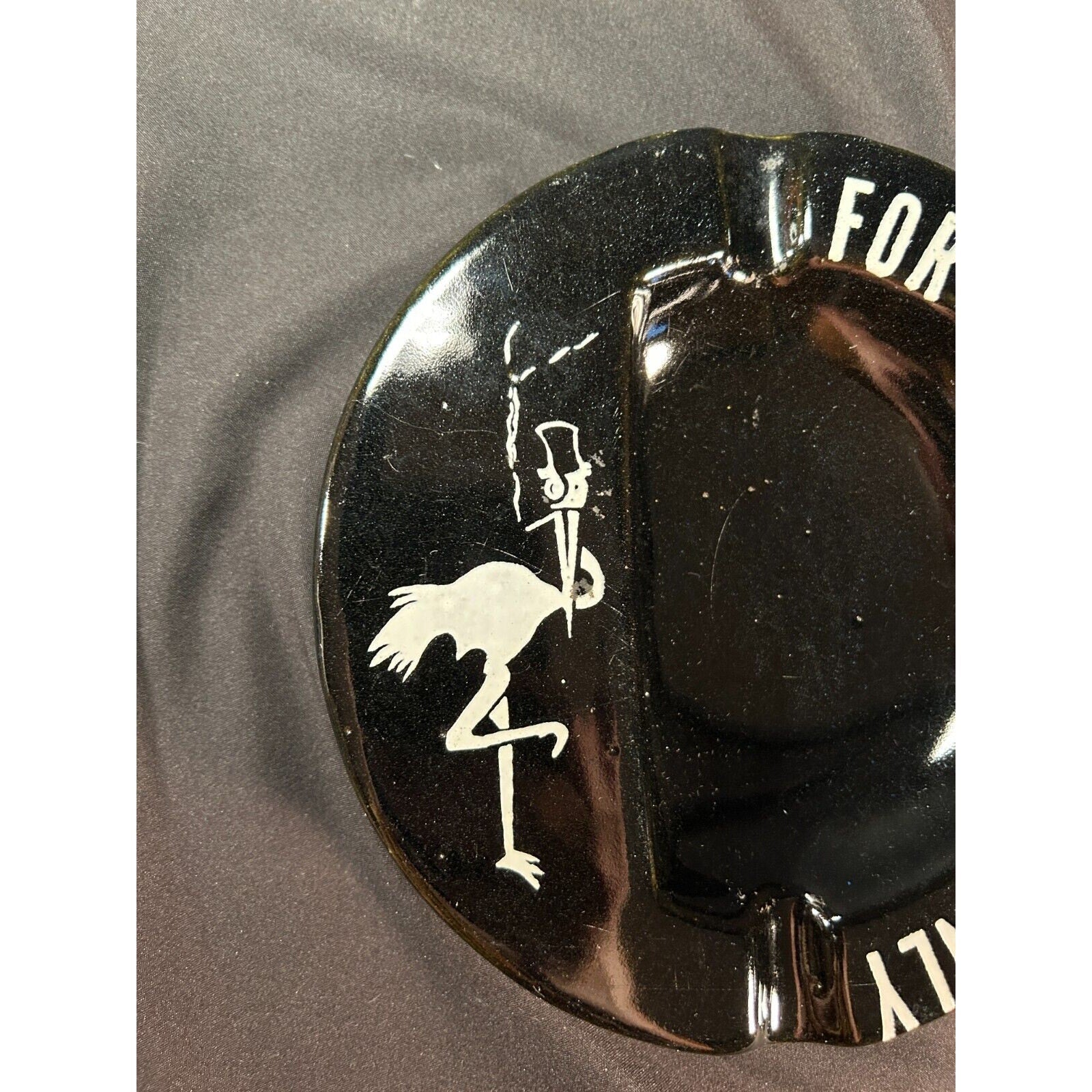 Stork Club Fatima Ashes Only Black Ceramic Ashtray Vintage NYC Nightclub Rare