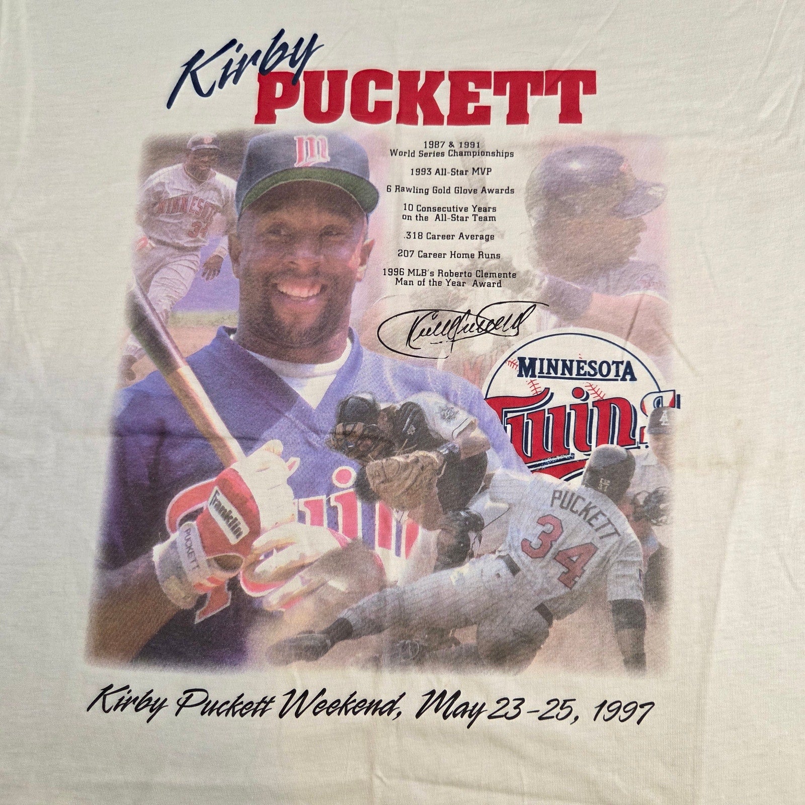 1997 Kirby Puckett Weekend Twins Promo T-Shirt Target Size L Vintage White