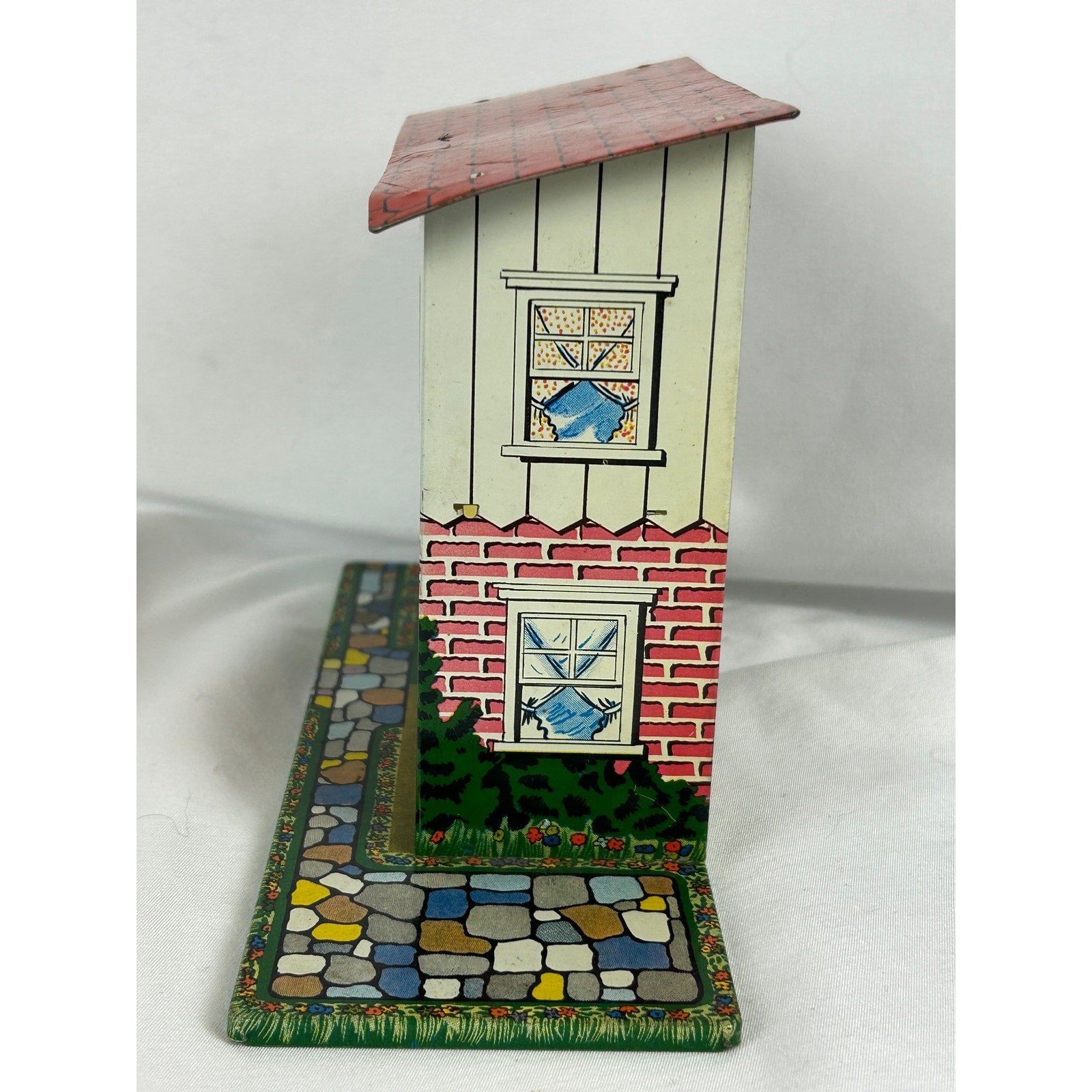 Vintage 1950s Ohio Art Midget Manor Dollhouse Tin Litho With Most Furniture