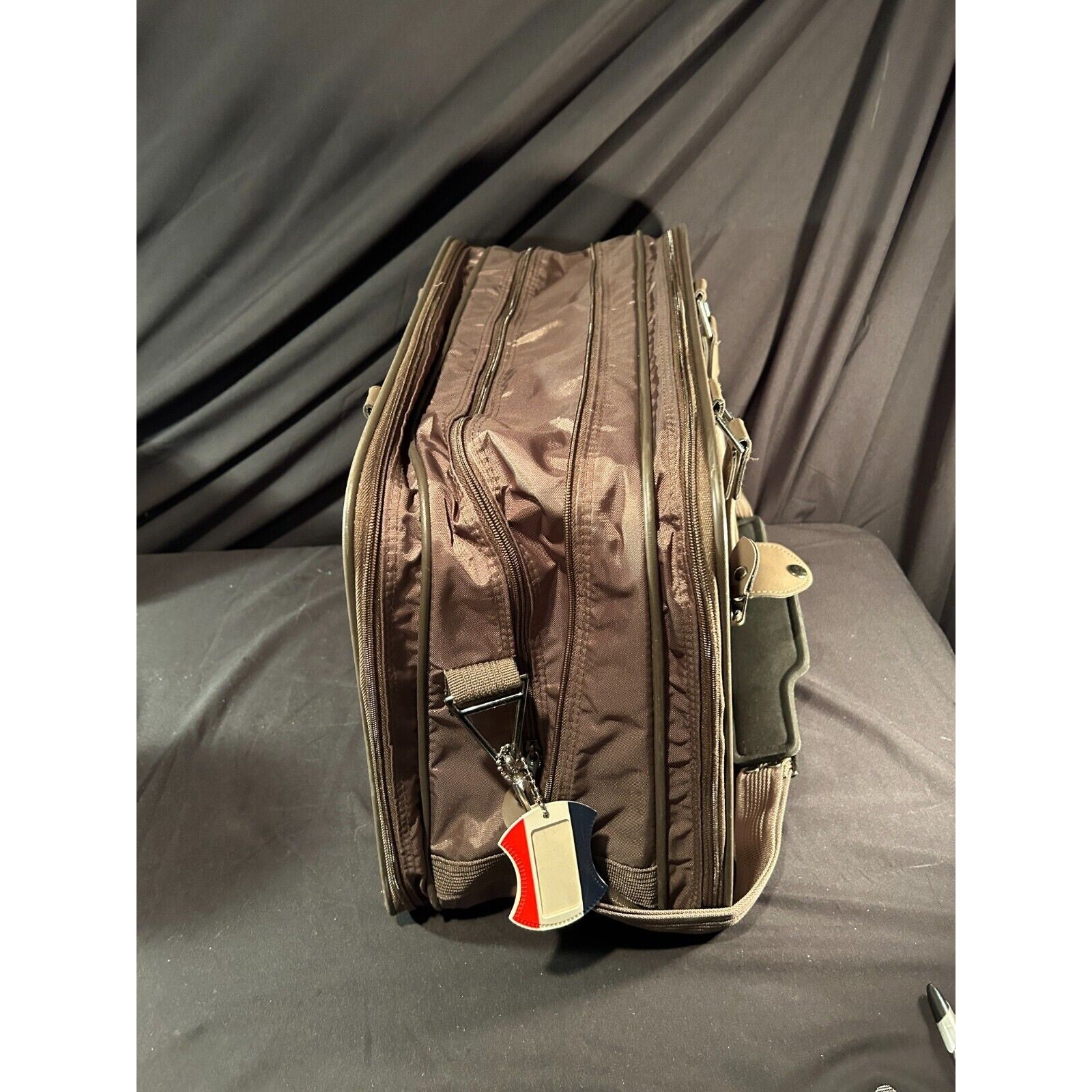 American Tourister Carry-On Bag Brown Nylon 20"x14" Two-Compartment Travel Case