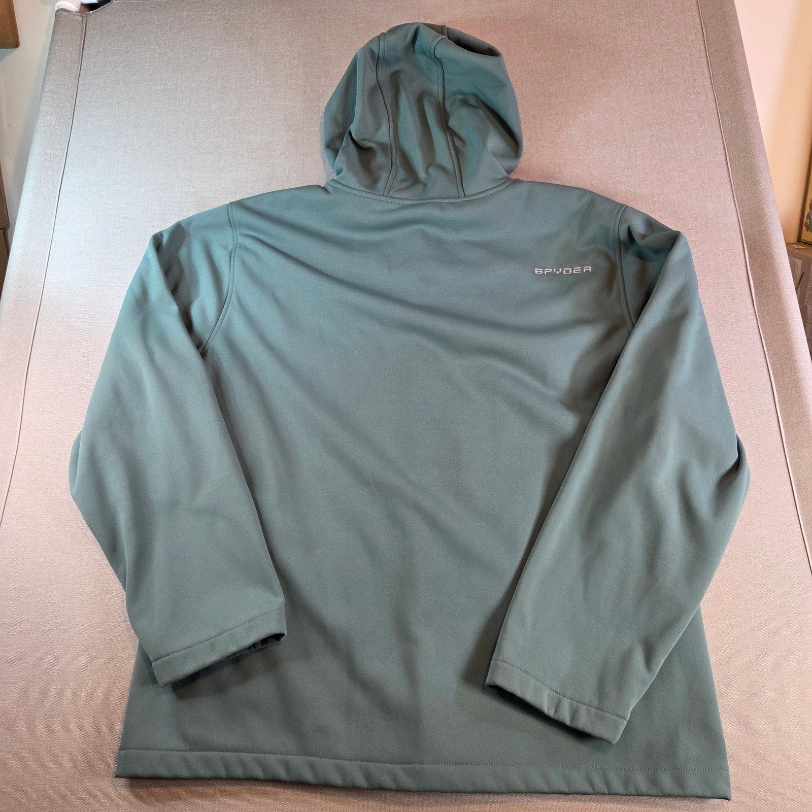 Spyder Men’s XL Hooded Full Zip Jacket Green Black Polyester