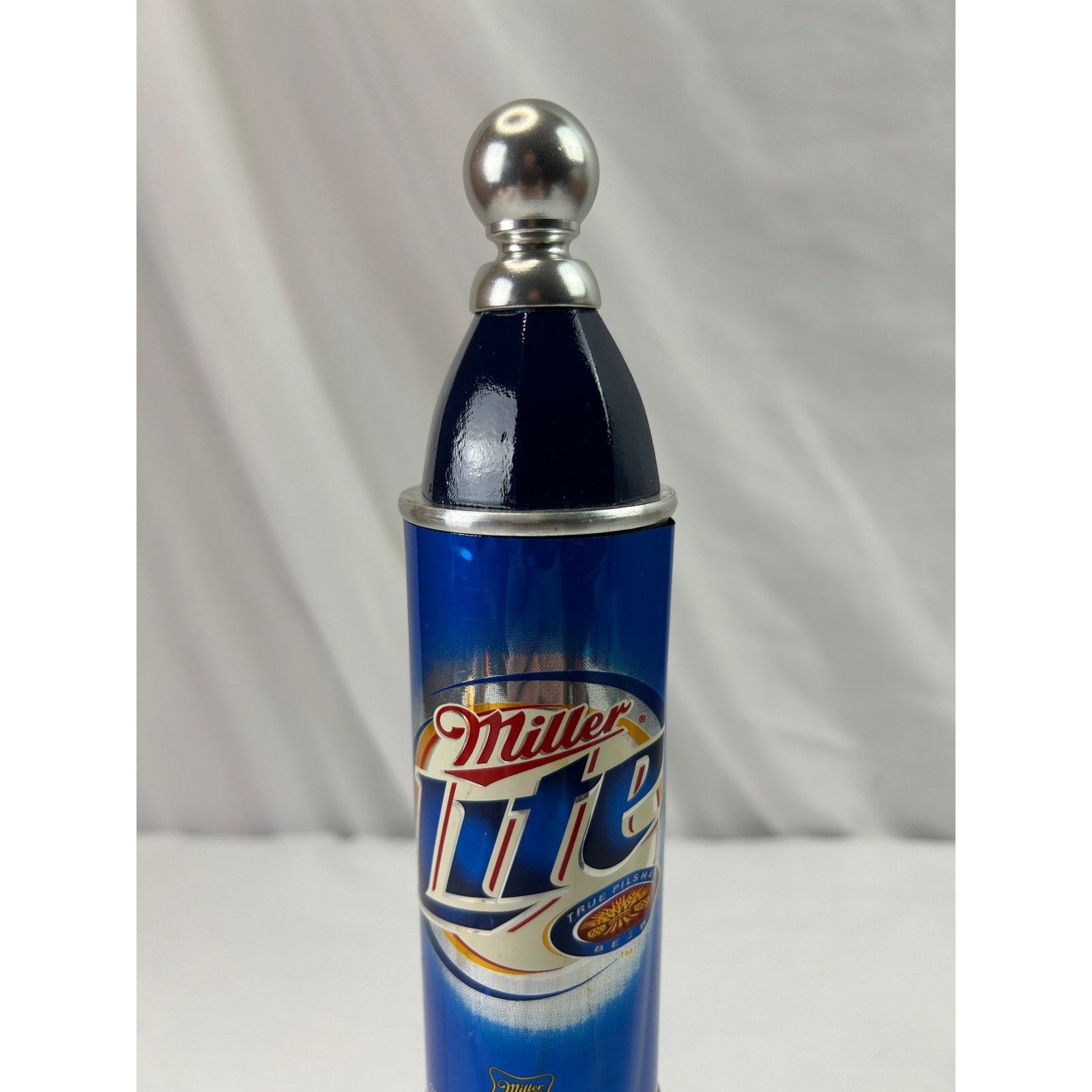 Vintage Miller Lite Beer Tap Handle Blue Can Chrome 12 Inch Breweriana