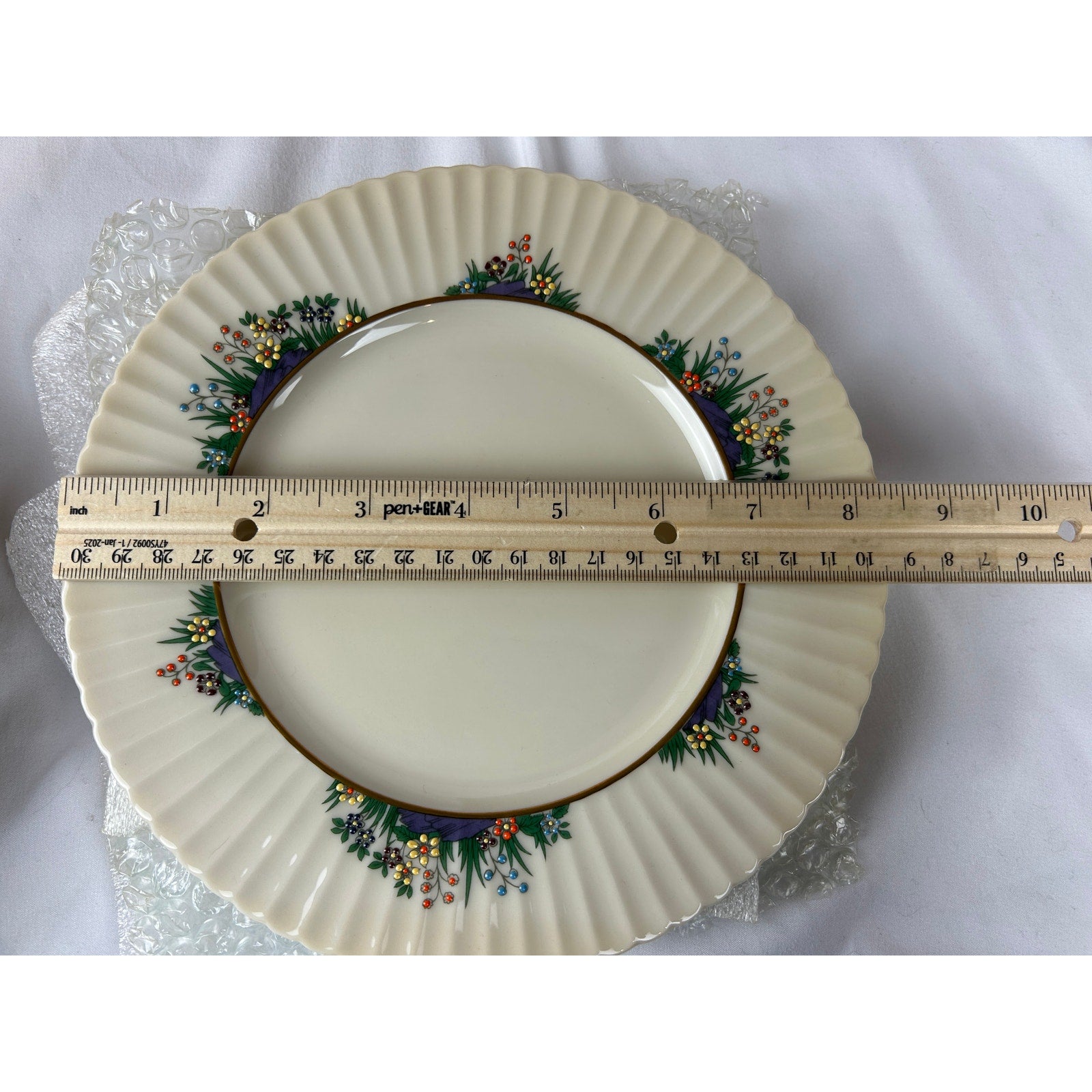 Lenox Rutledge China Plates Lot Fluted Rim Gold Trim No Cups w Box USA