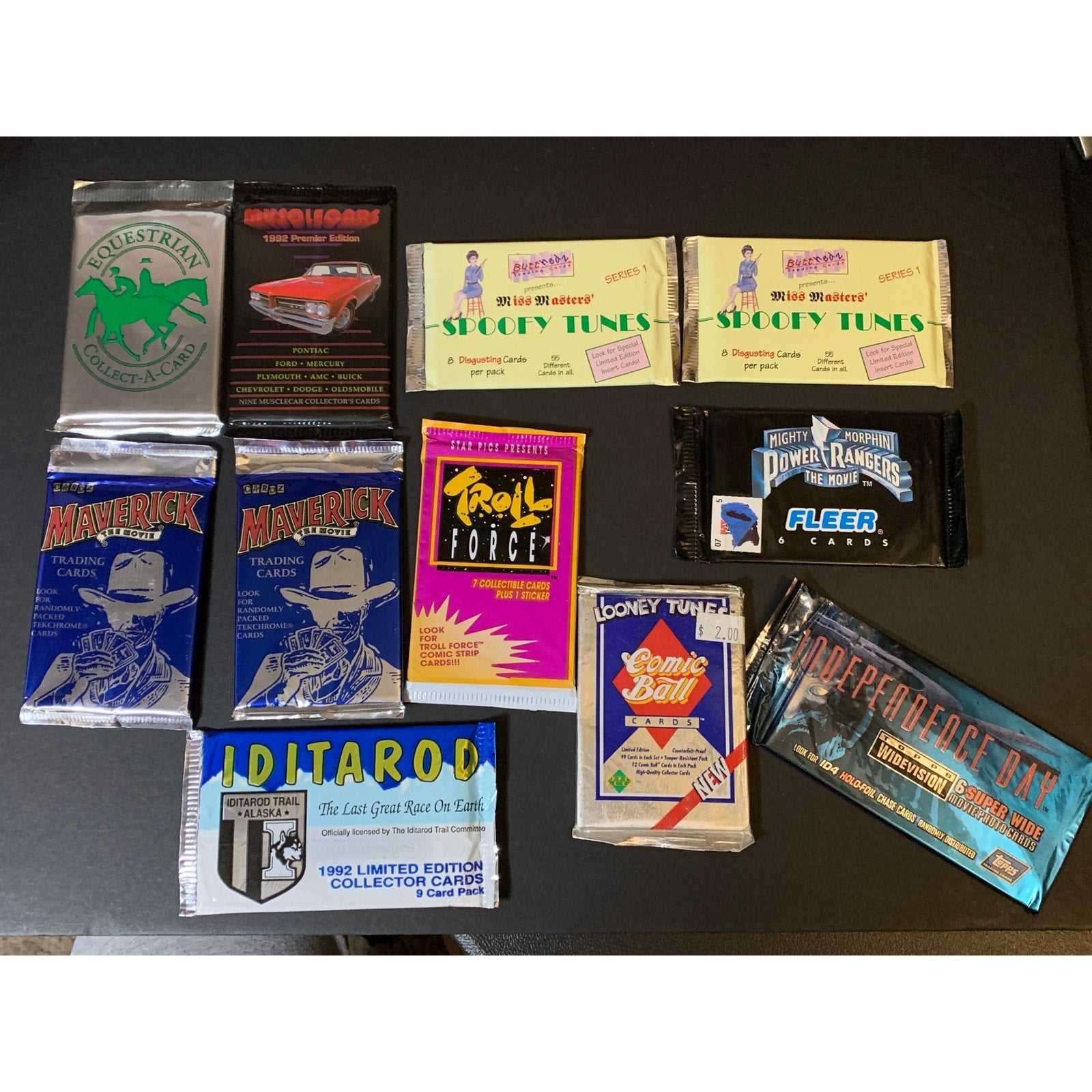 90s Sealed Trading Card Pack Lot Mixed Cards Power Rangers Cards