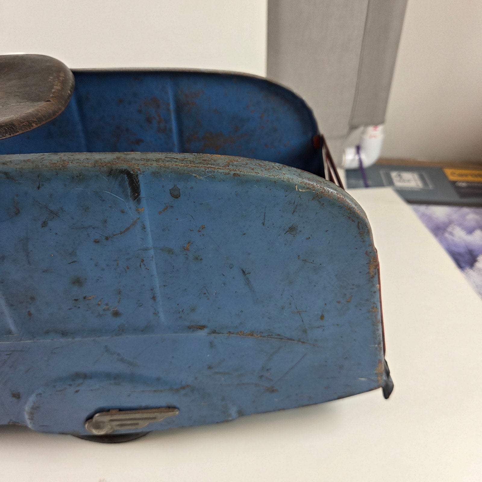 Louis Marx Ride On Toy Truck Vintage Pressed Steel Snap Mascot Graphic