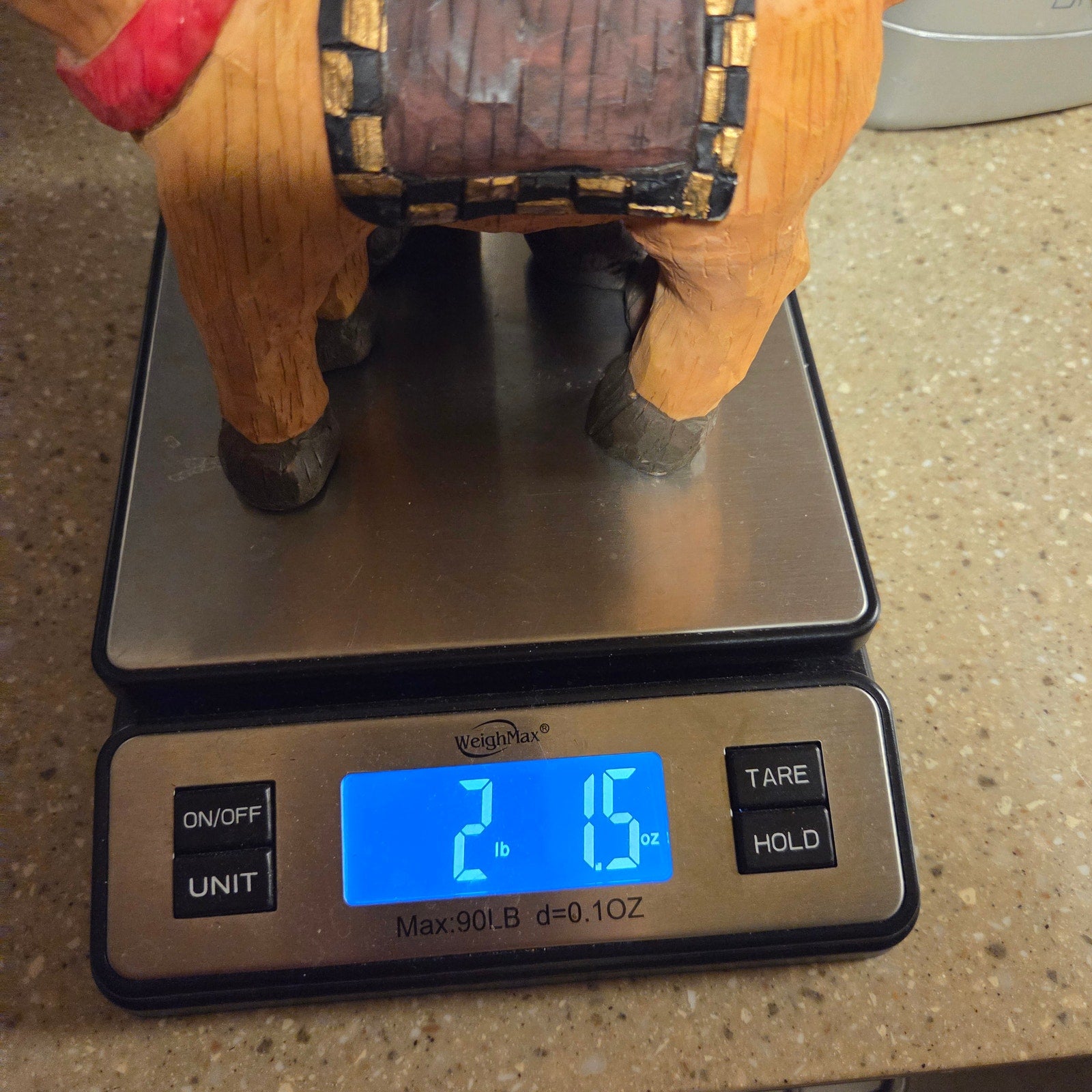 Blue Coat Santa Riding Reindeer Figurine Resin Christmas Decor 11”