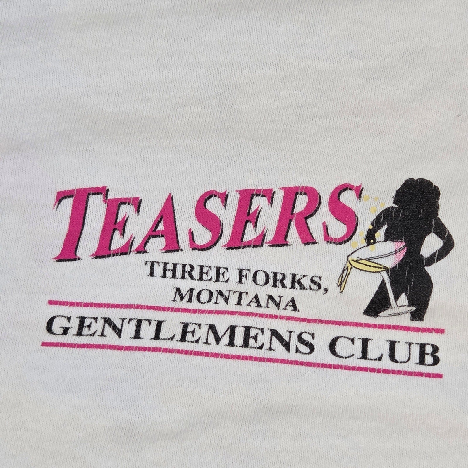 Hanes Vintage Teasers Gentlemens Club Three Forks MT Chicken T Shirt L