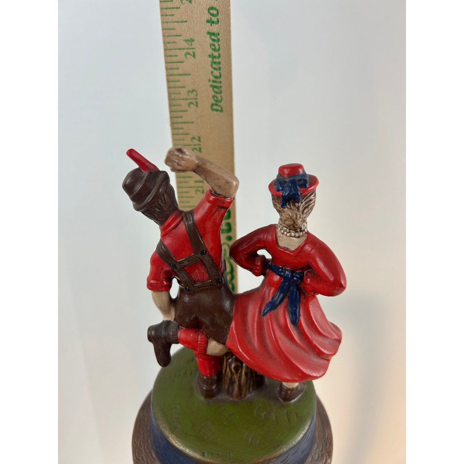 German Beer Stein Dancing Couple Relief Lidded Ceramic Tall Collectible