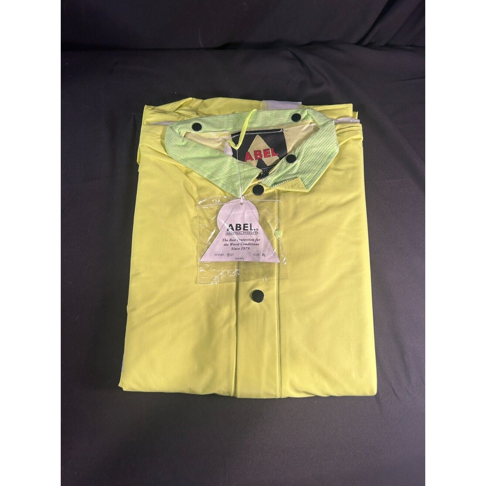 Abel Hi-Vis Rain Suit Jacket Pants Hood Men’s Medium Safety Lime Green PVC
