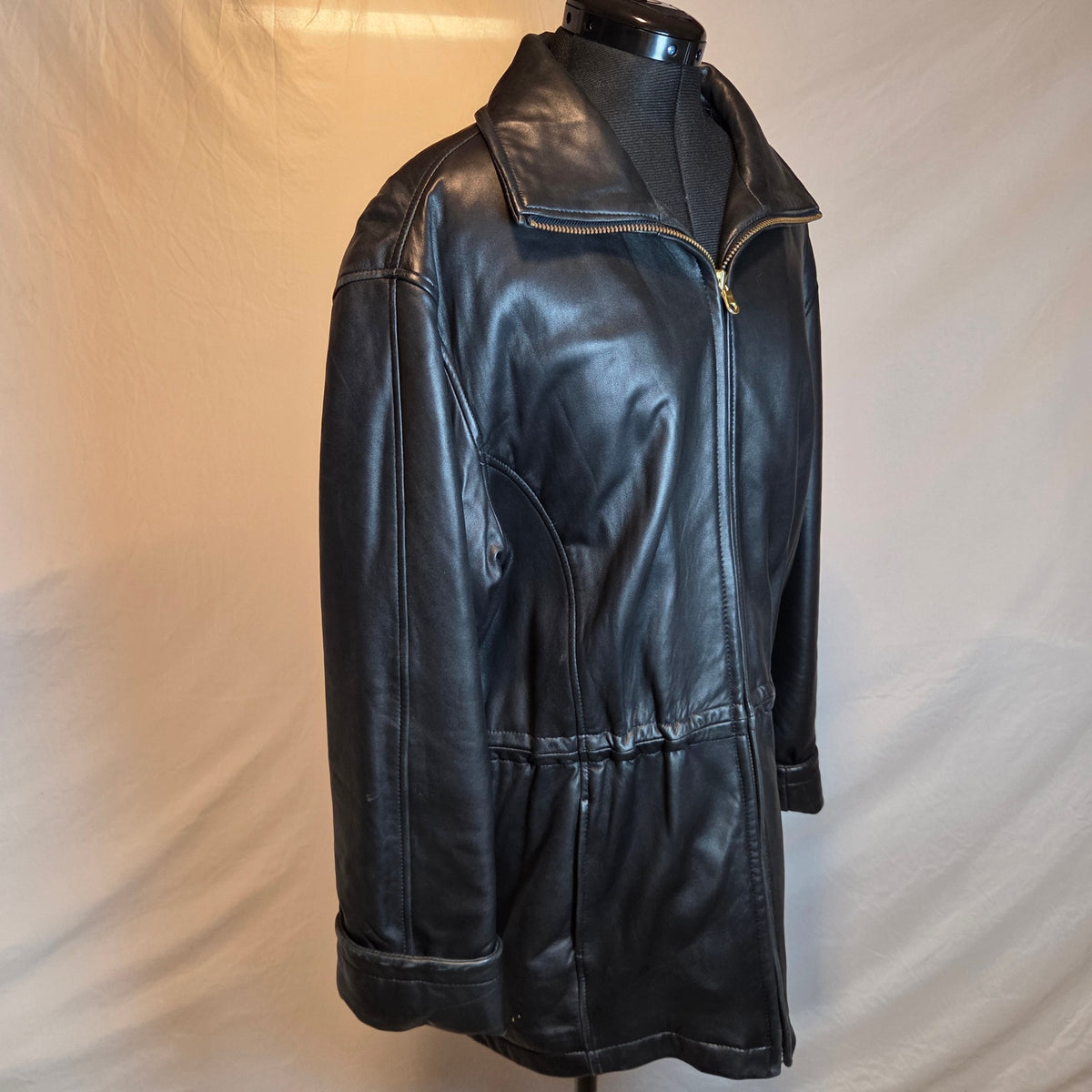 Marc New York Andrew Marc Women's L Black Leather Thermolite Car Coat Jacket