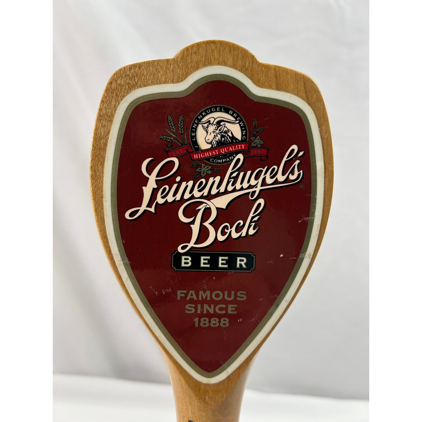 Leinenkugel's Bock Beer Vintage Wooden Tap Handle Breweriana Bar Tap 12 In