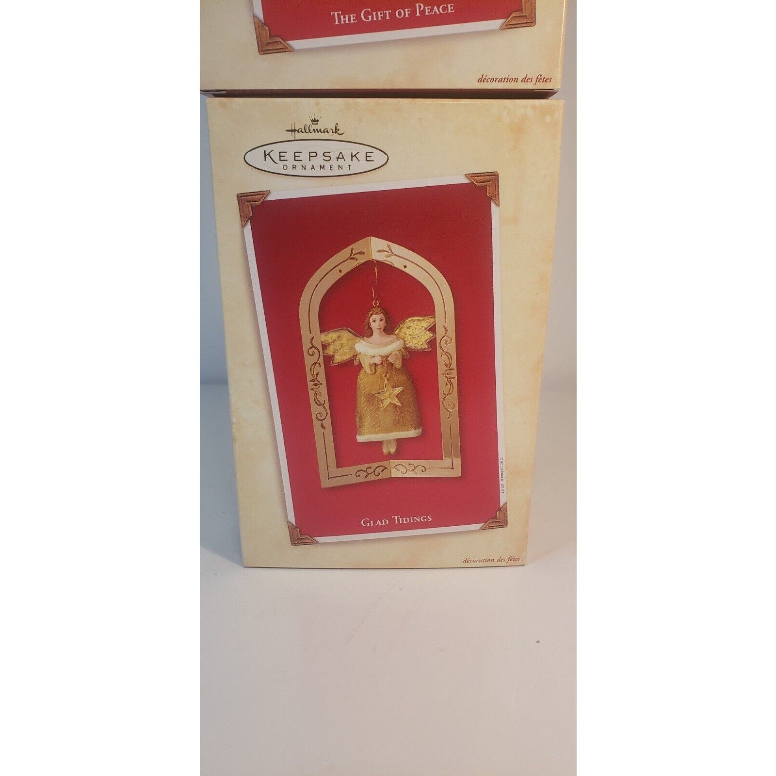 Hallmark Keepsake Lot of 2 Gift of Peace & Glad Tidings Ornament Angels NIB