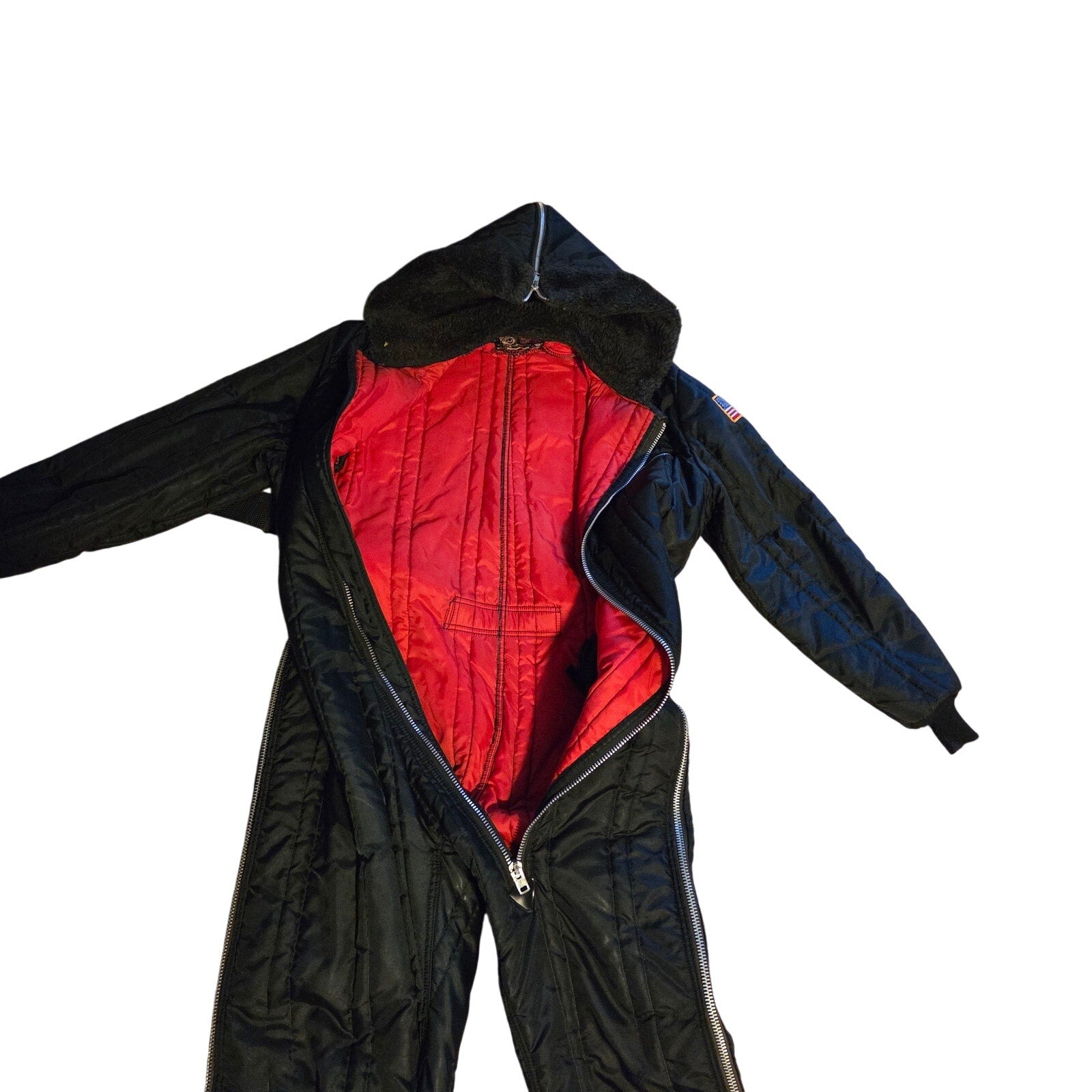 Arctic Wear Arctic Cat Snowmobile Suit USA Made Hooded Insulated Sz L Vintage