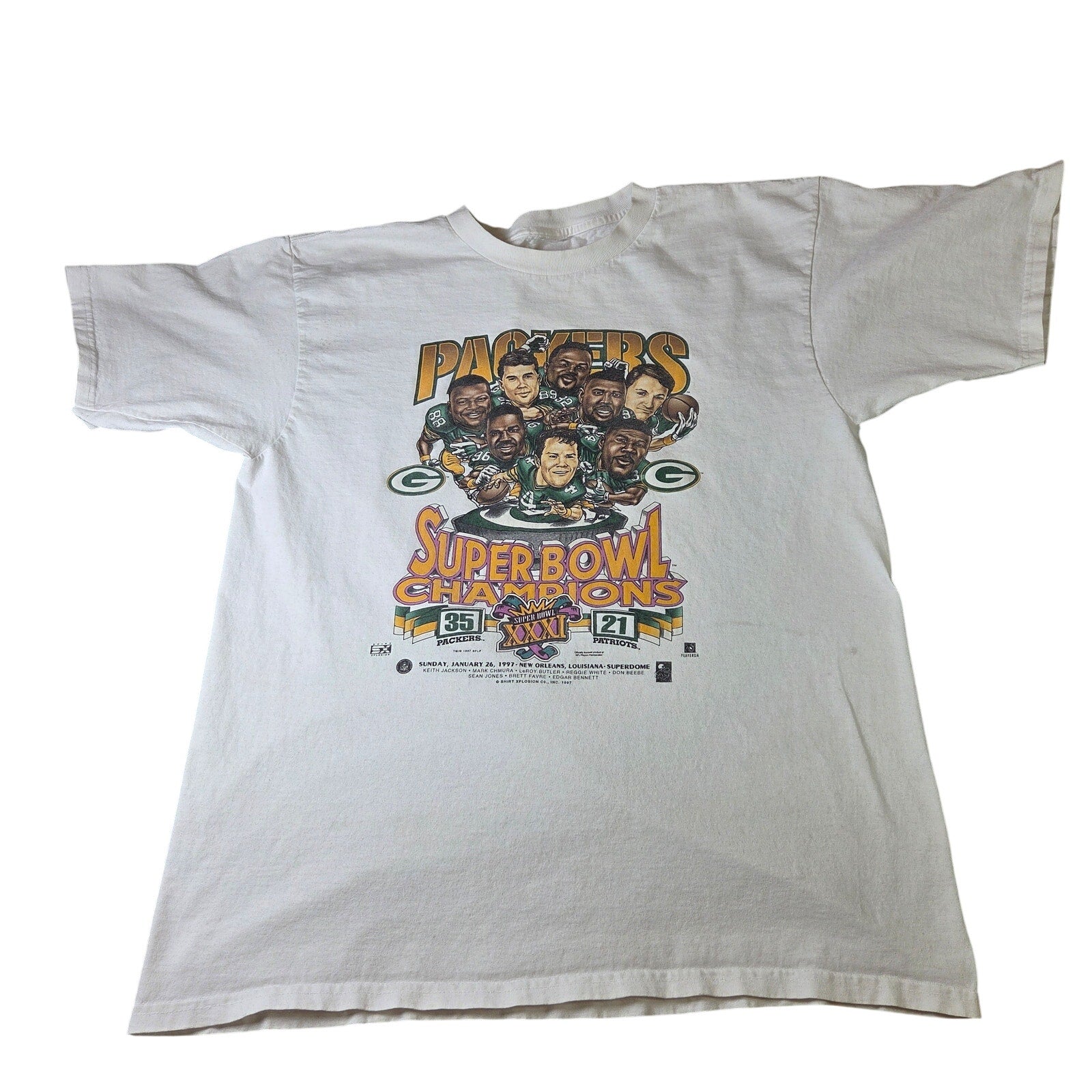 Green Bay Packers Super Bowl XXXI 1997 Shirt Xplosion Tee Large NFL VTG