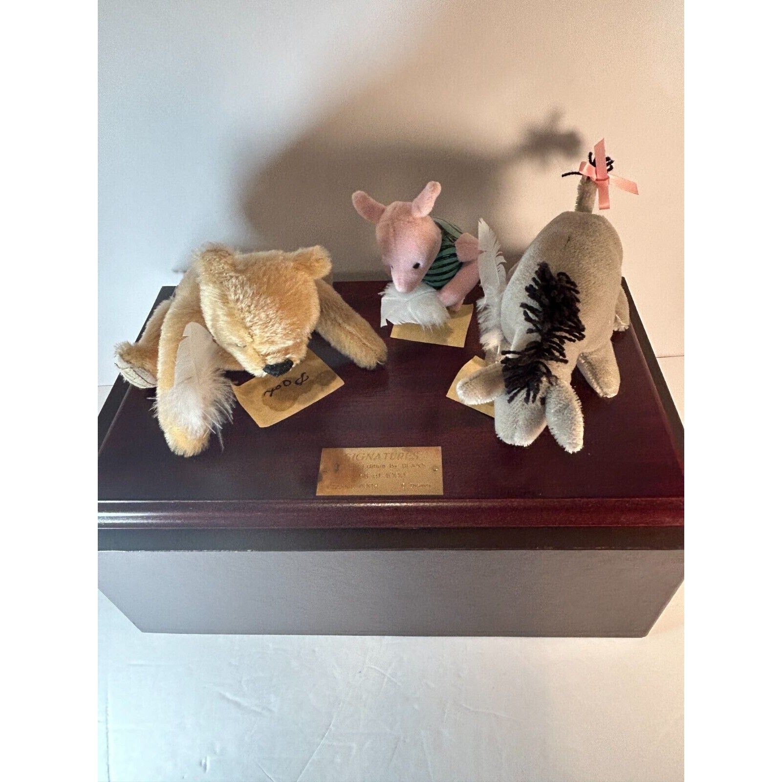 Dean’s Rag Book Pooh Piglet Eeyore Mohair Felt Set Ltd Ed 68/1000 w/ Wood Base