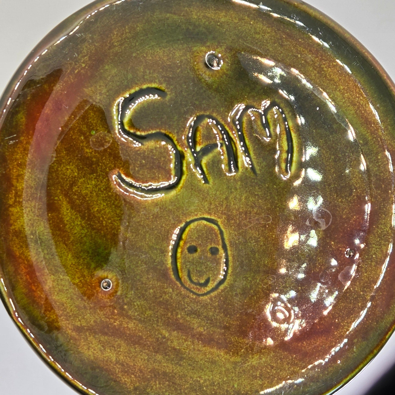 Vintage German Style Beer Steins Pair Signed “Sam :)” 8.5” Brown Glaze