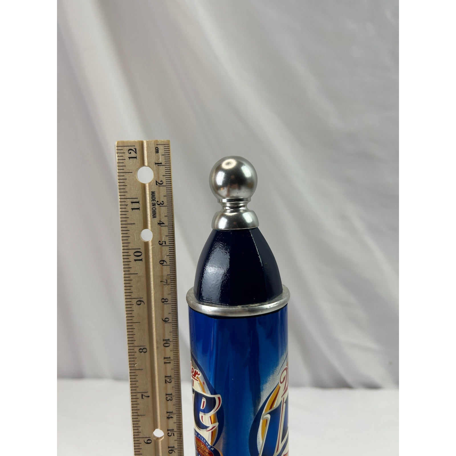 Vintage Miller Lite Beer Tap Handle Blue Can Chrome 12 Inch Breweriana