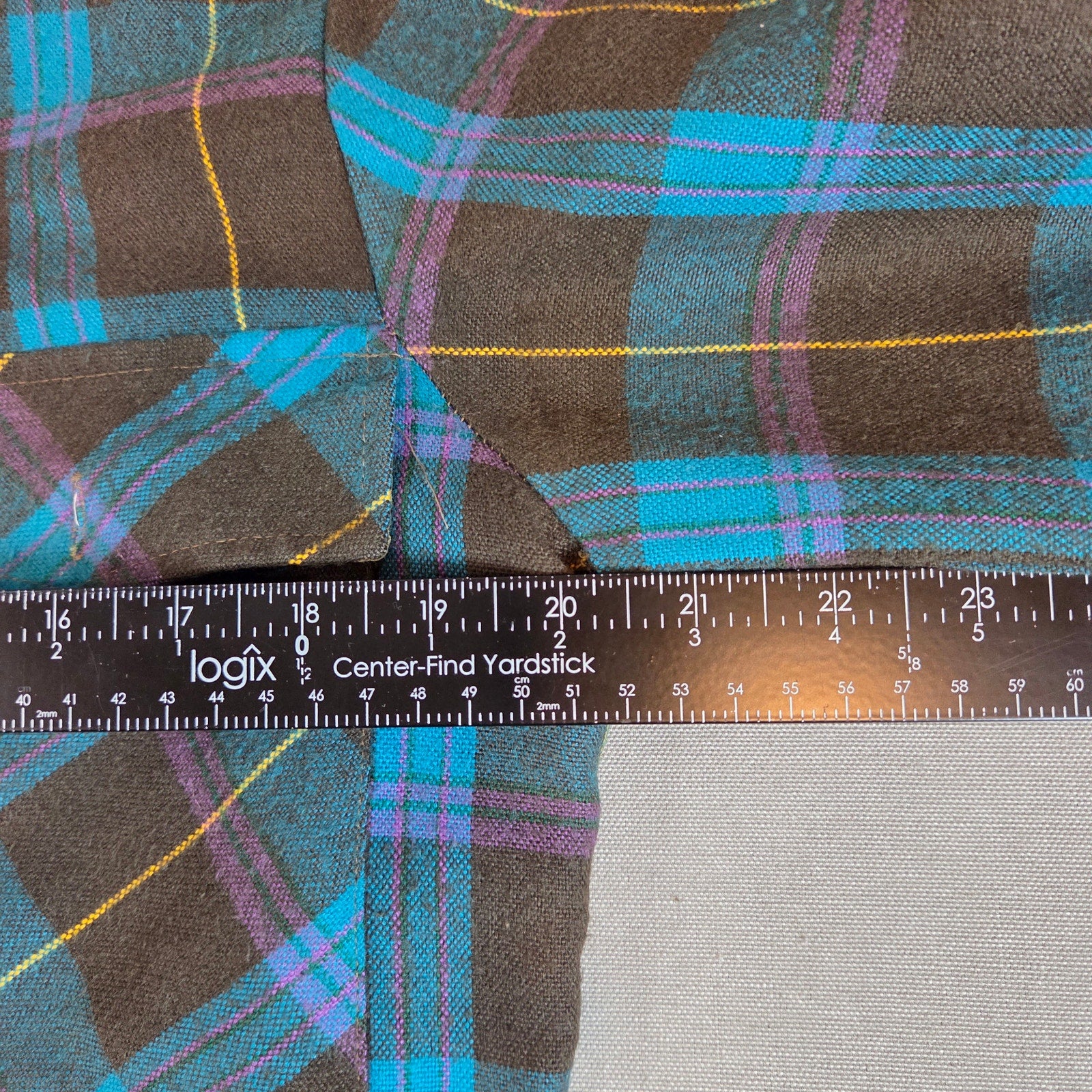 Vintage 70s Gordon Pine Scott Sears Flannel Shirt Brown Blue Plaid Small