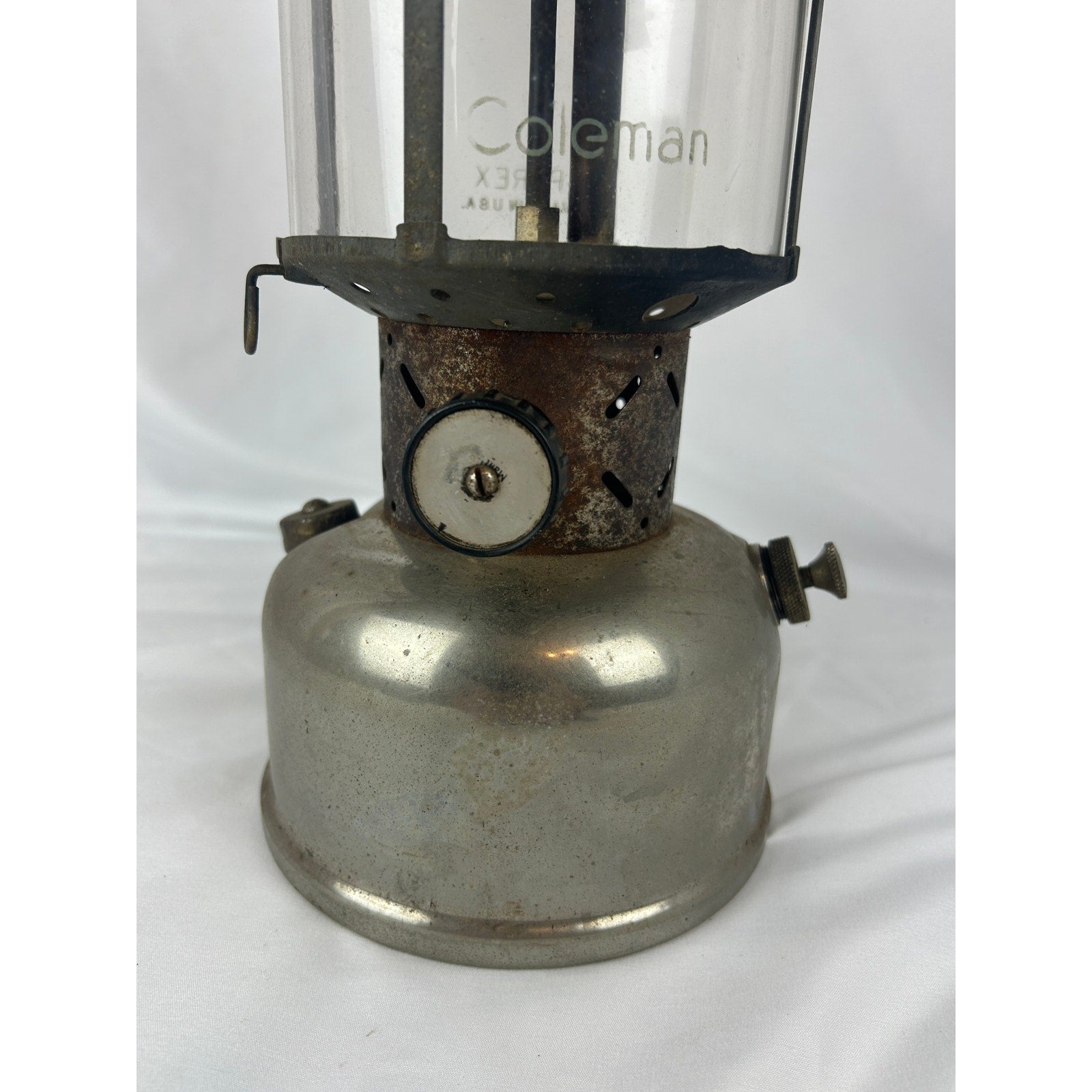 Coleman Double Mantle Lantern Green Top Pyrex Globe Made in USA Vintage