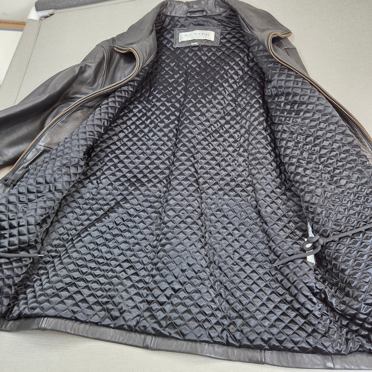 Marc New York Andrew Marc Women's L Black Leather Thermolite Car Coat Jacket