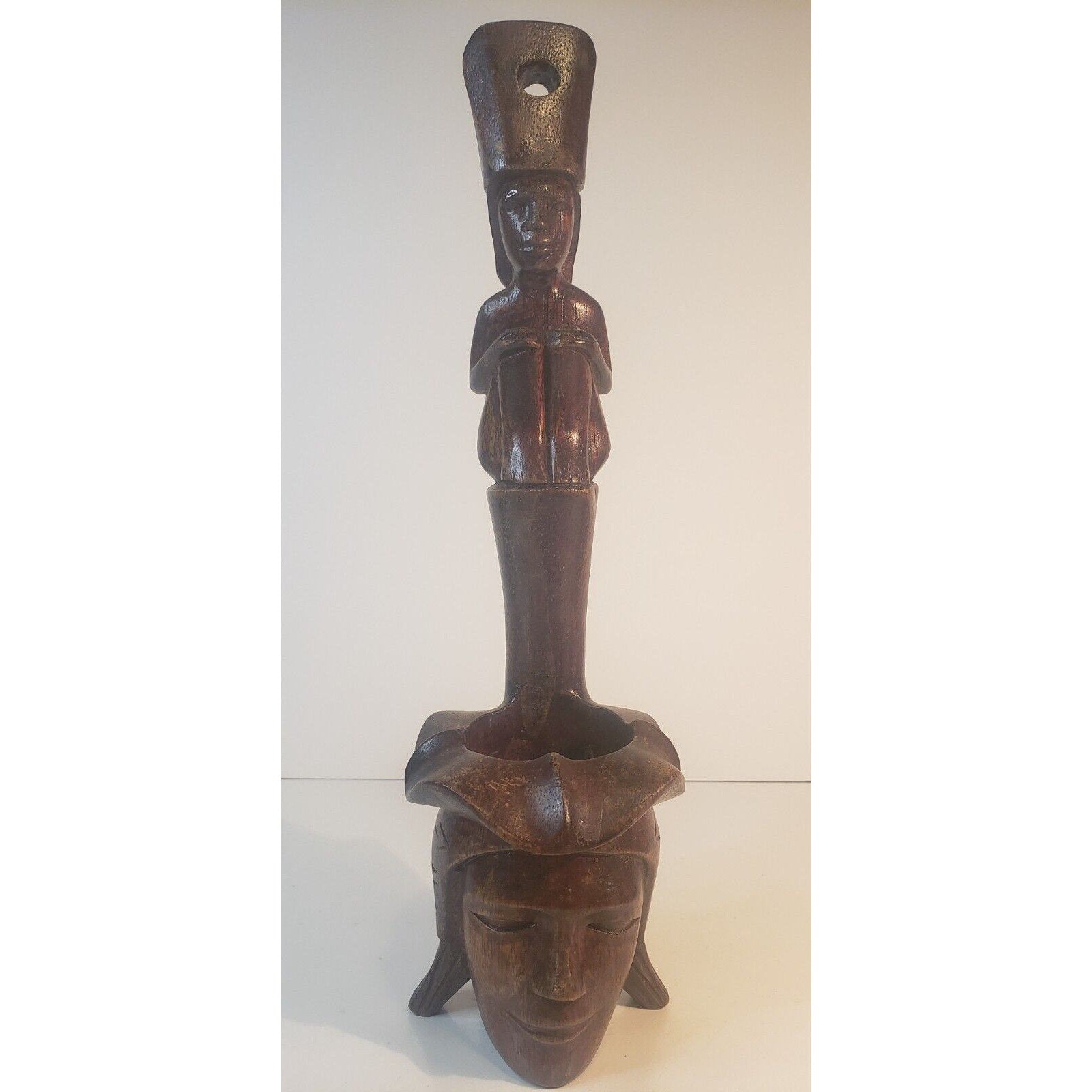 Vintage Igorot Ifugao Philippine Hand-Carved Wood Offering Ladle Bowl 14"