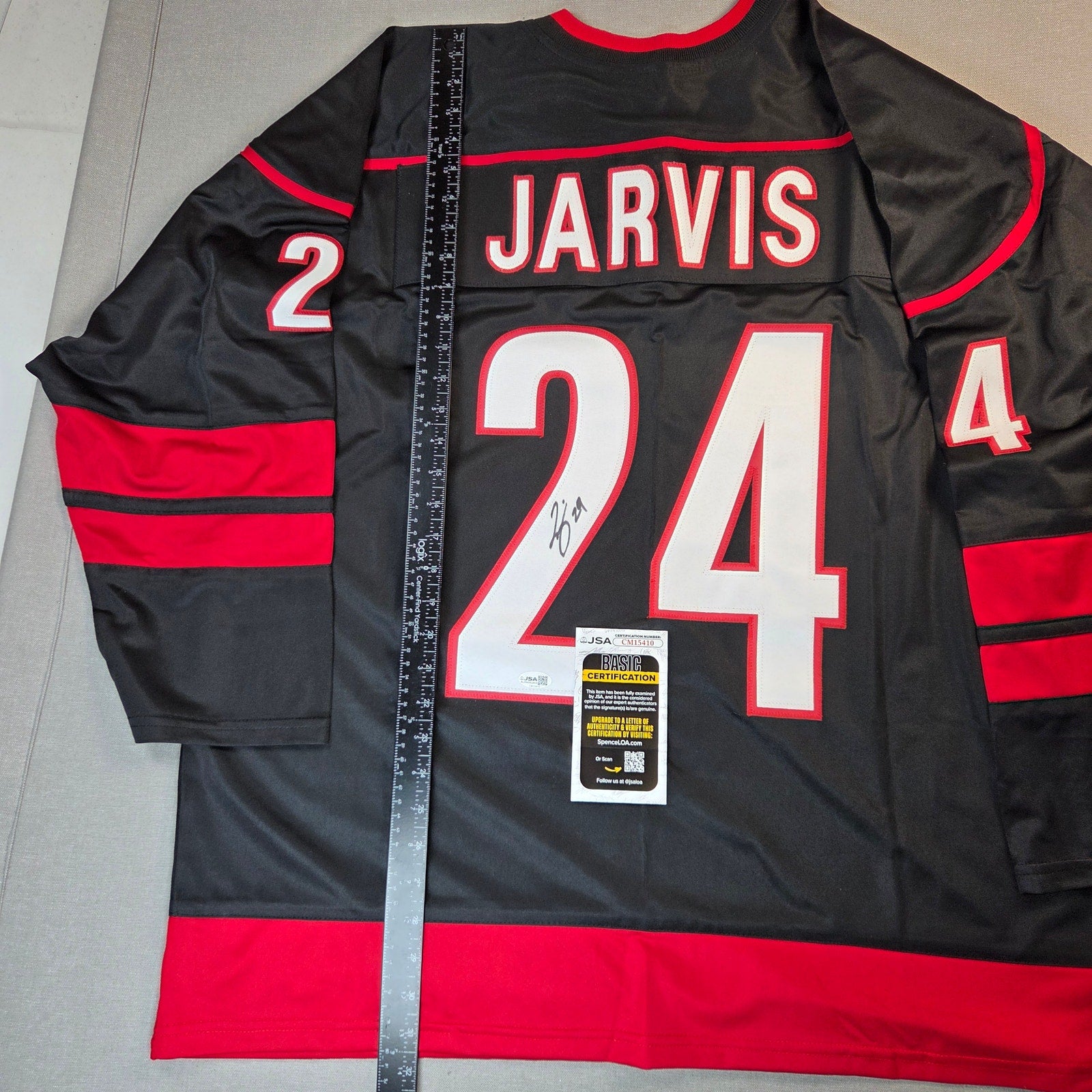 Seth Jarvis Signed Carolina Hurricanes Custom Hockey Jersey JSA COA XL Auto
