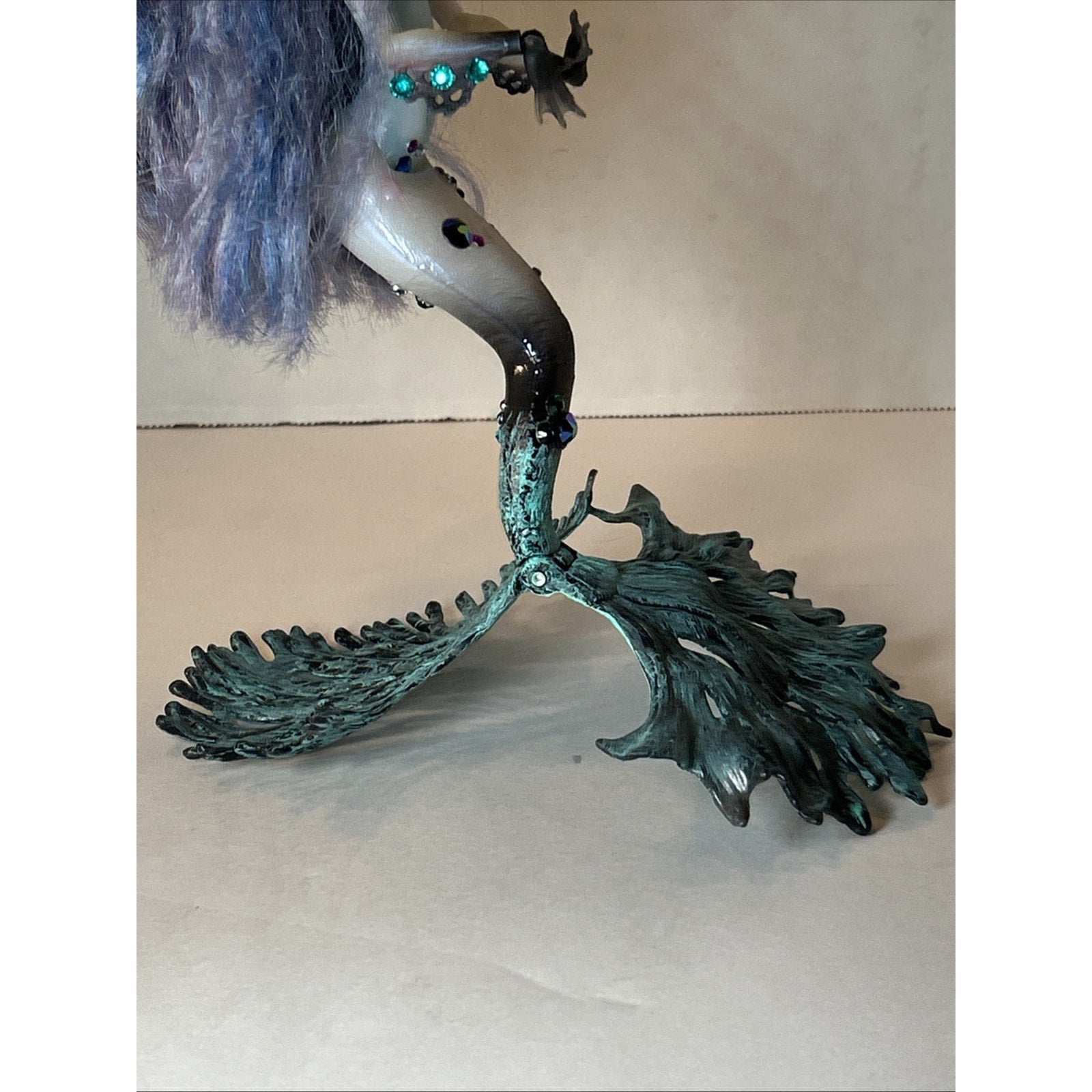 OOAK Repaint Monster High Mermaid Doll BJD Queen of the Seas Long Blue Hair 11”