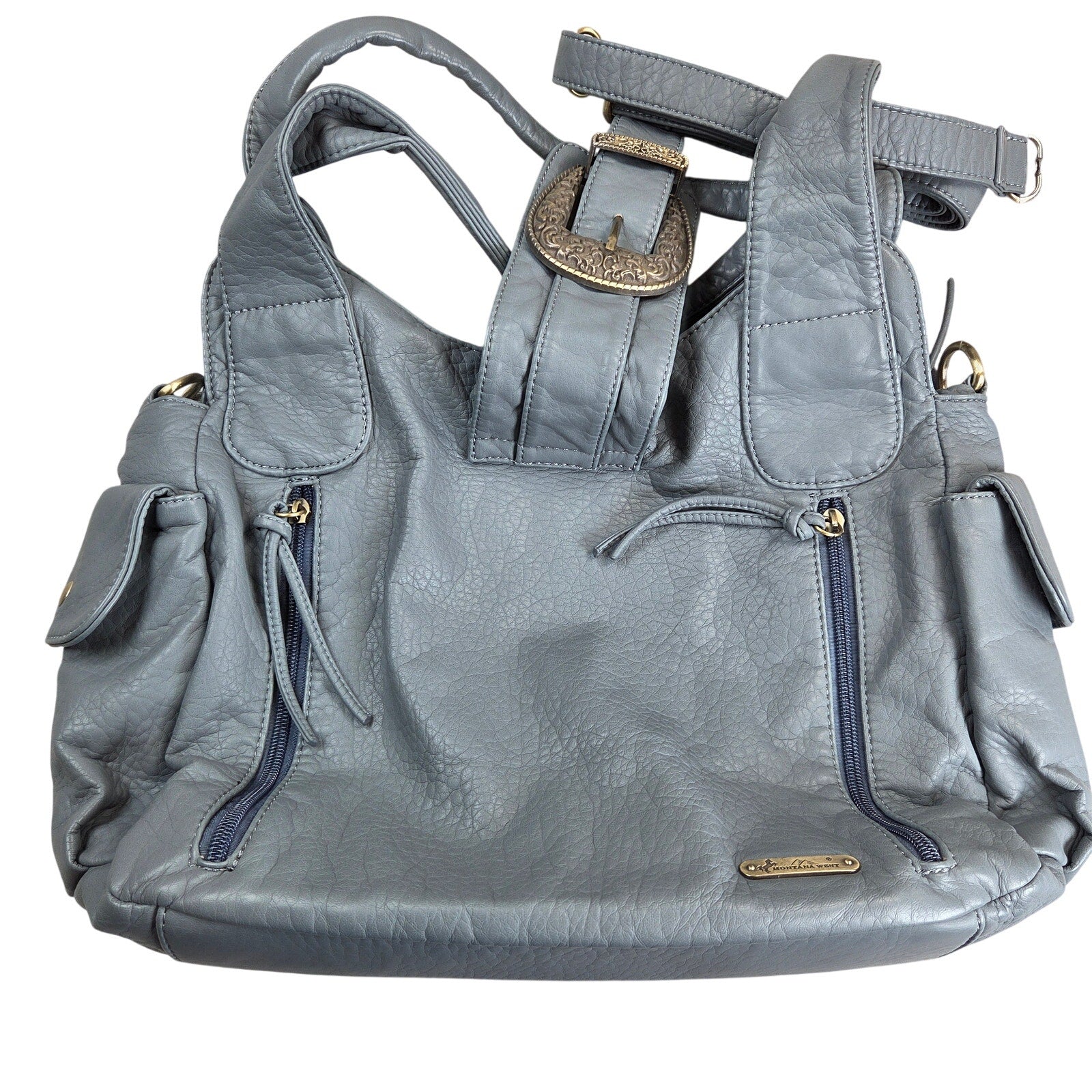 Montana West Select Llewellyn Handbag Blue Braided Studded Shoulder Bag Purse