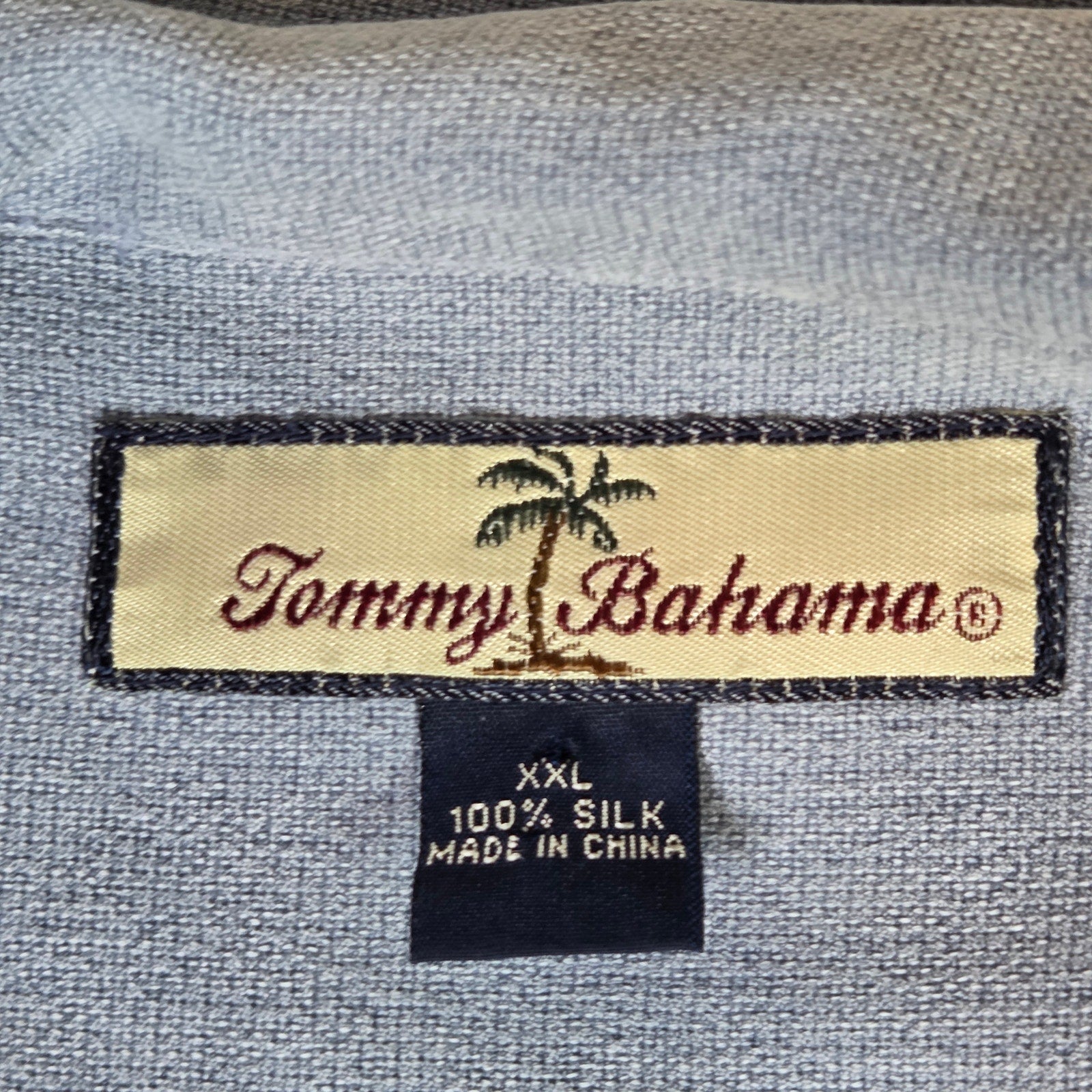 Tommy Bahama Relax Silk Camp Shirt XXL T30440 Pigment Washed Button Front Blue