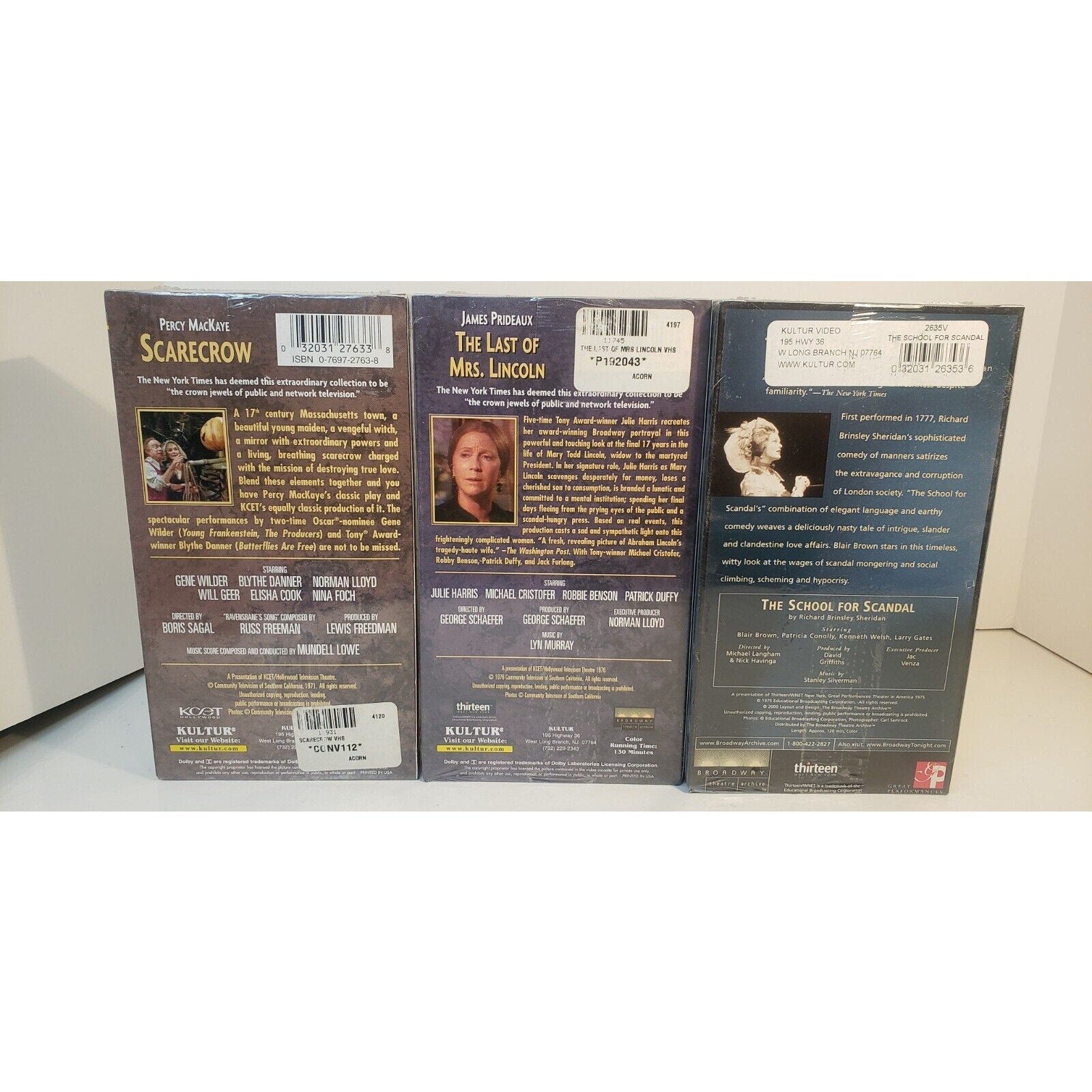 Broadway Theatre Archive VHS Lot 3 Sealed Scarecrow Gene Wilder + 2 More OOP