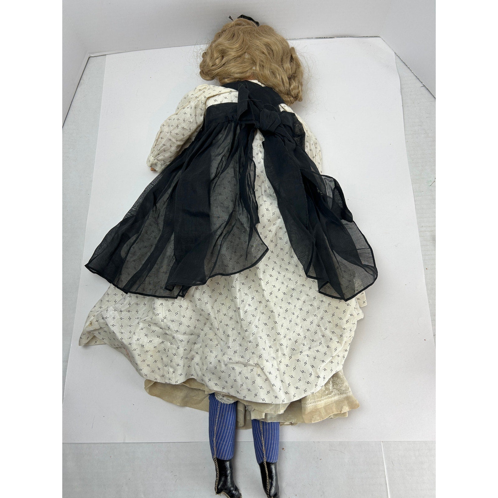 Antique Sonneberg-type Papier Mâché Doll 25in Closed Mouth Cloth Body