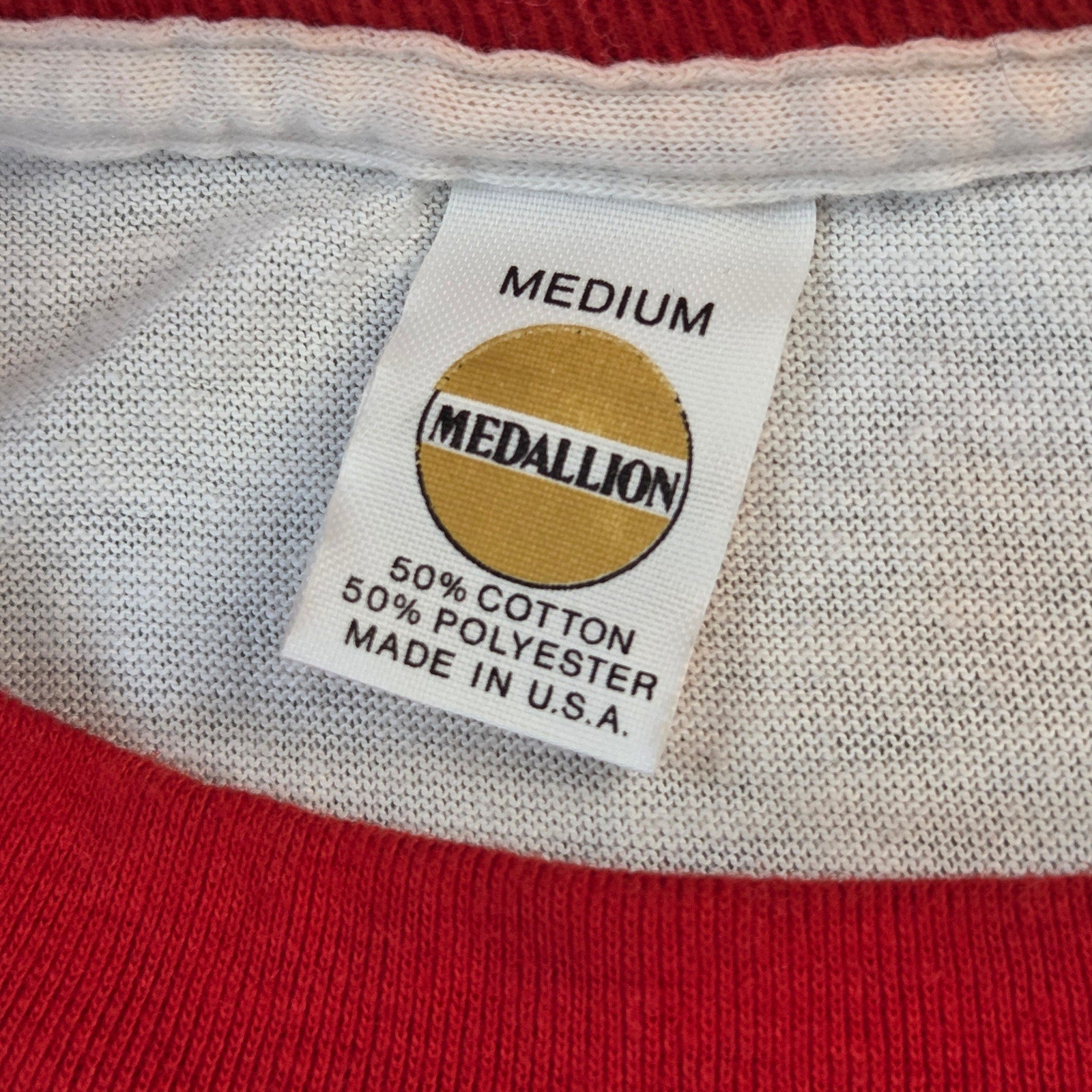 Schmidt Beer Vintage 1980s Ringer T Shirt Medallion USA Medium Stained M