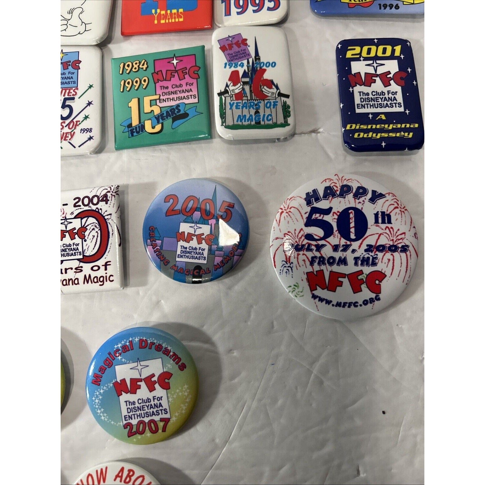 Disney NFFC Disneyana Fan Club Pinback Button Lot of 21 1991–2007