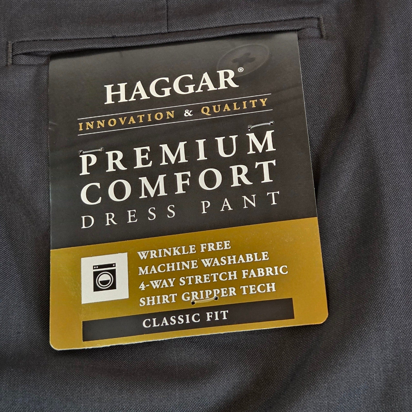 Haggar Premium Comfort Dress Pants 36x32 Gray NWT Hidden Stretch Waist