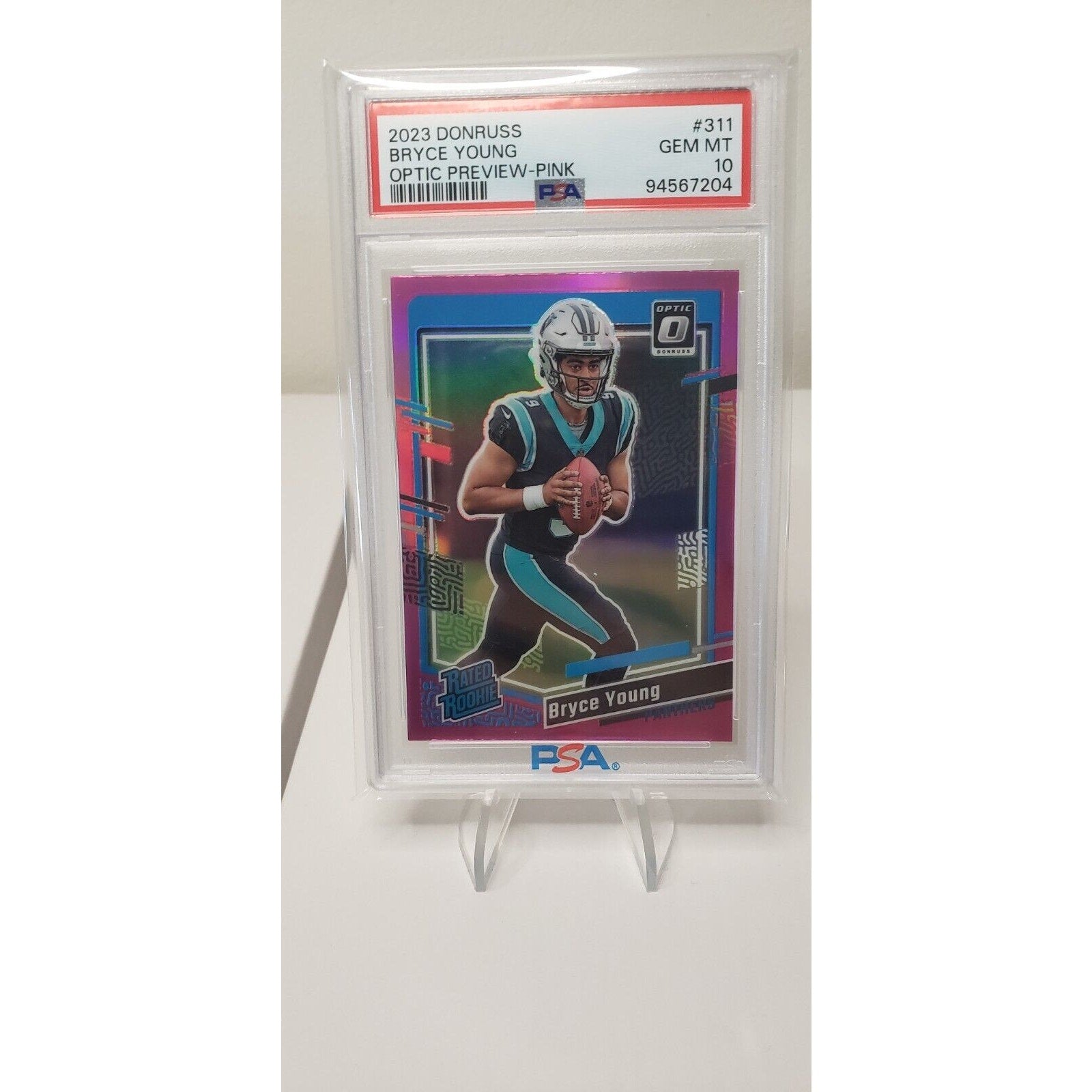 2023 Donruss Bryce Young Rated Rookie Optic Preview Pink #311 PSA 10 Gem Mint